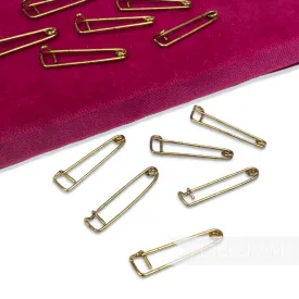 30mm Vintage 1980's Brass Brooch Pins - 12 Pieces