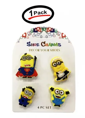 4 Pcs of Minion Shoe Charms For Croc, Bracelet, Shoe & Wristbands