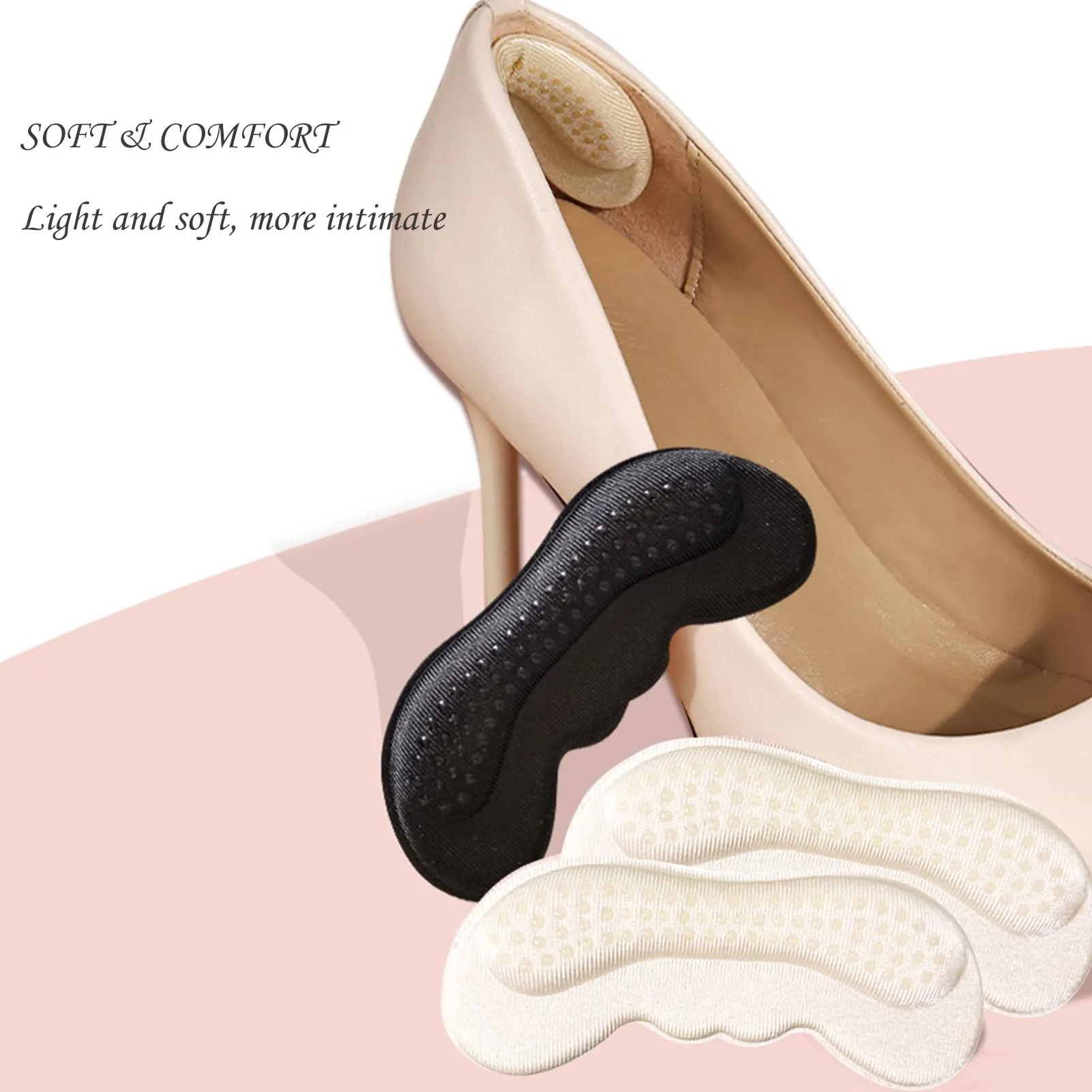 8 Pairs Heel Cushion Pads, Heel Grip Shoe Too Big Heel Pads Self Adhesive Shoe Insoles Shoe Pads for Women Men Comfort Heel Pain Relieve (3mm/6mm)
