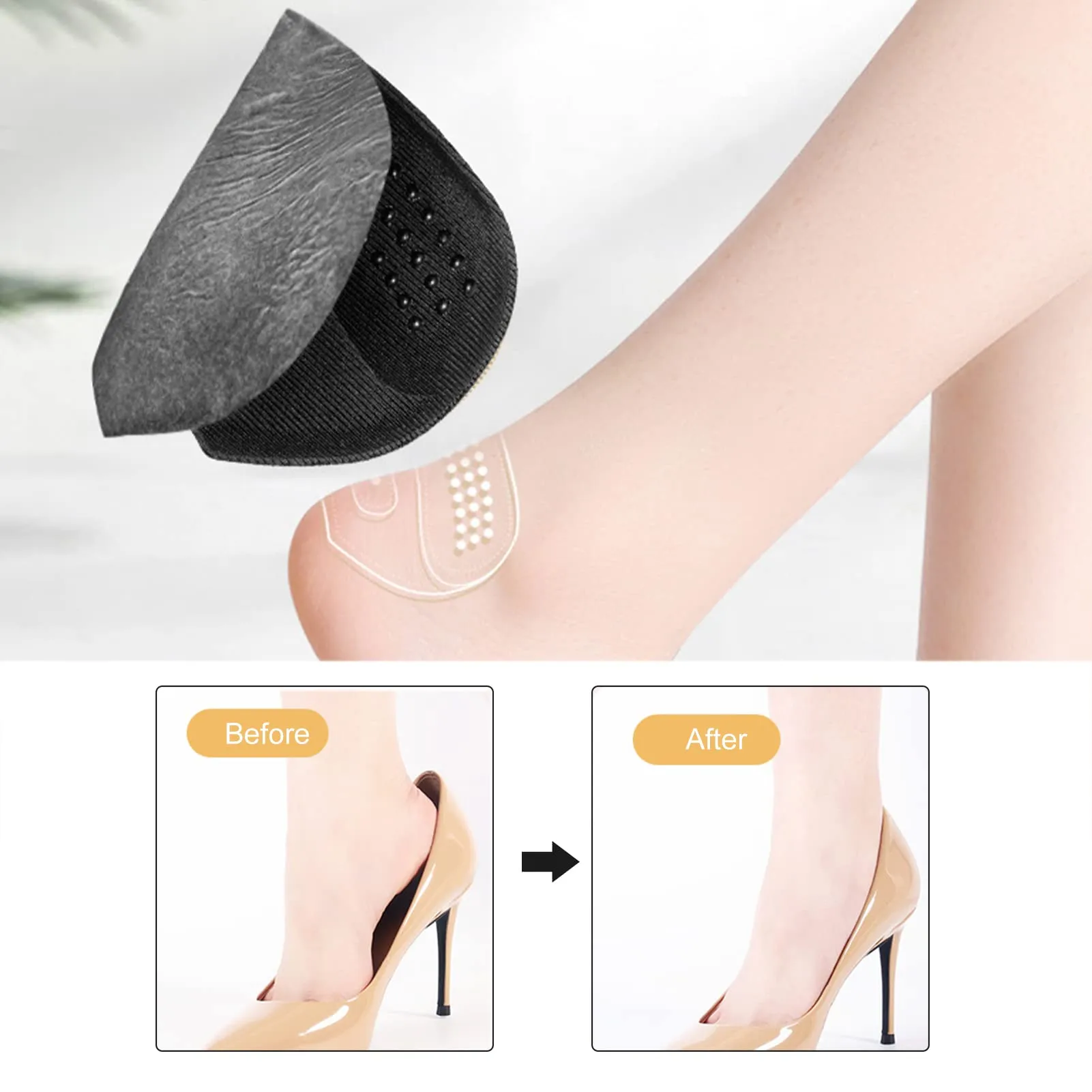 8 Pairs Heel Cushion Pads, Heel Grip Shoe Too Big Heel Pads Self Adhesive Shoe Insoles Shoe Pads for Women Men Comfort Heel Pain Relieve (3mm/6mm)