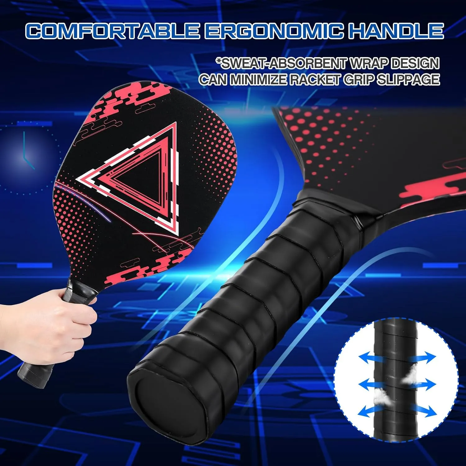 8 Pcs Paddles Set Compatible with Pickleball Wood Rackets Compatible with Pickleball 2 Carry Bags Lightweight Racquet with Ergonomic Grip for Players of All Levels Men Women