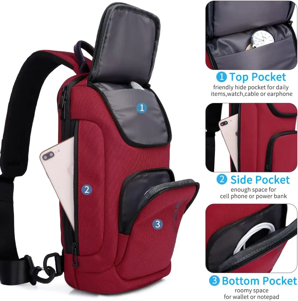 BANGE Sling Bag for Men,Shoulder bags Crossbody Sling Backpack for Men and Women