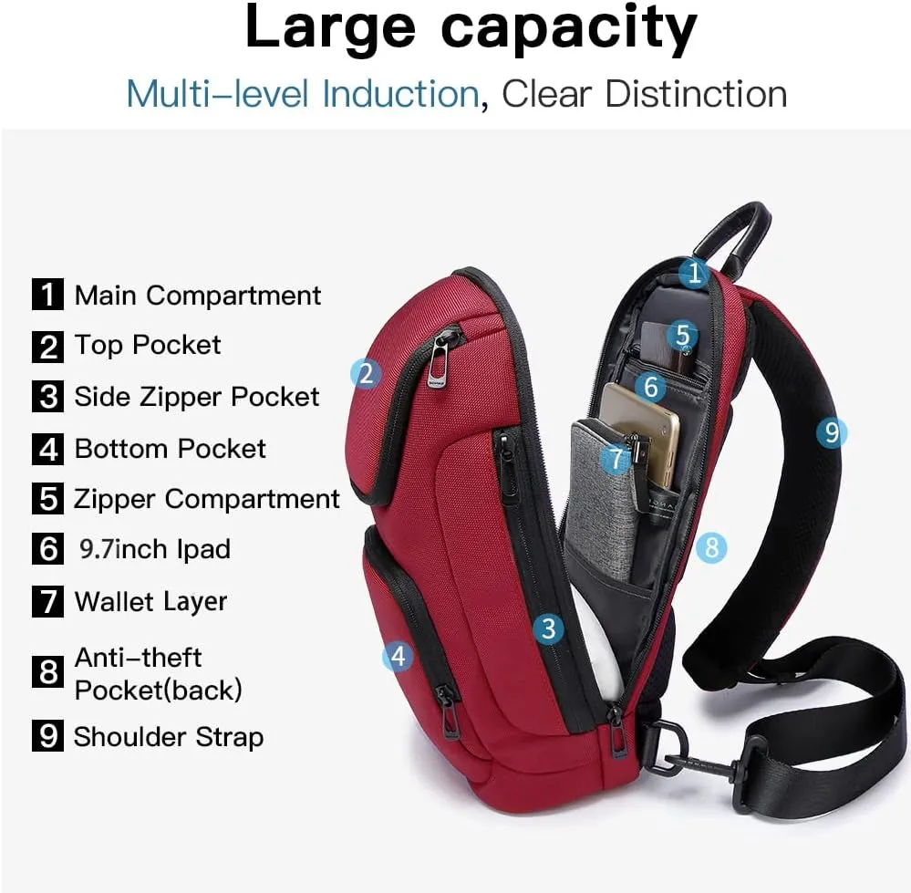 BANGE Sling Bag for Men,Shoulder bags Crossbody Sling Backpack for Men and Women