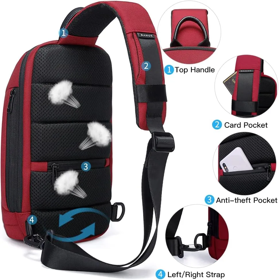 BANGE Sling Bag for Men,Shoulder bags Crossbody Sling Backpack for Men and Women