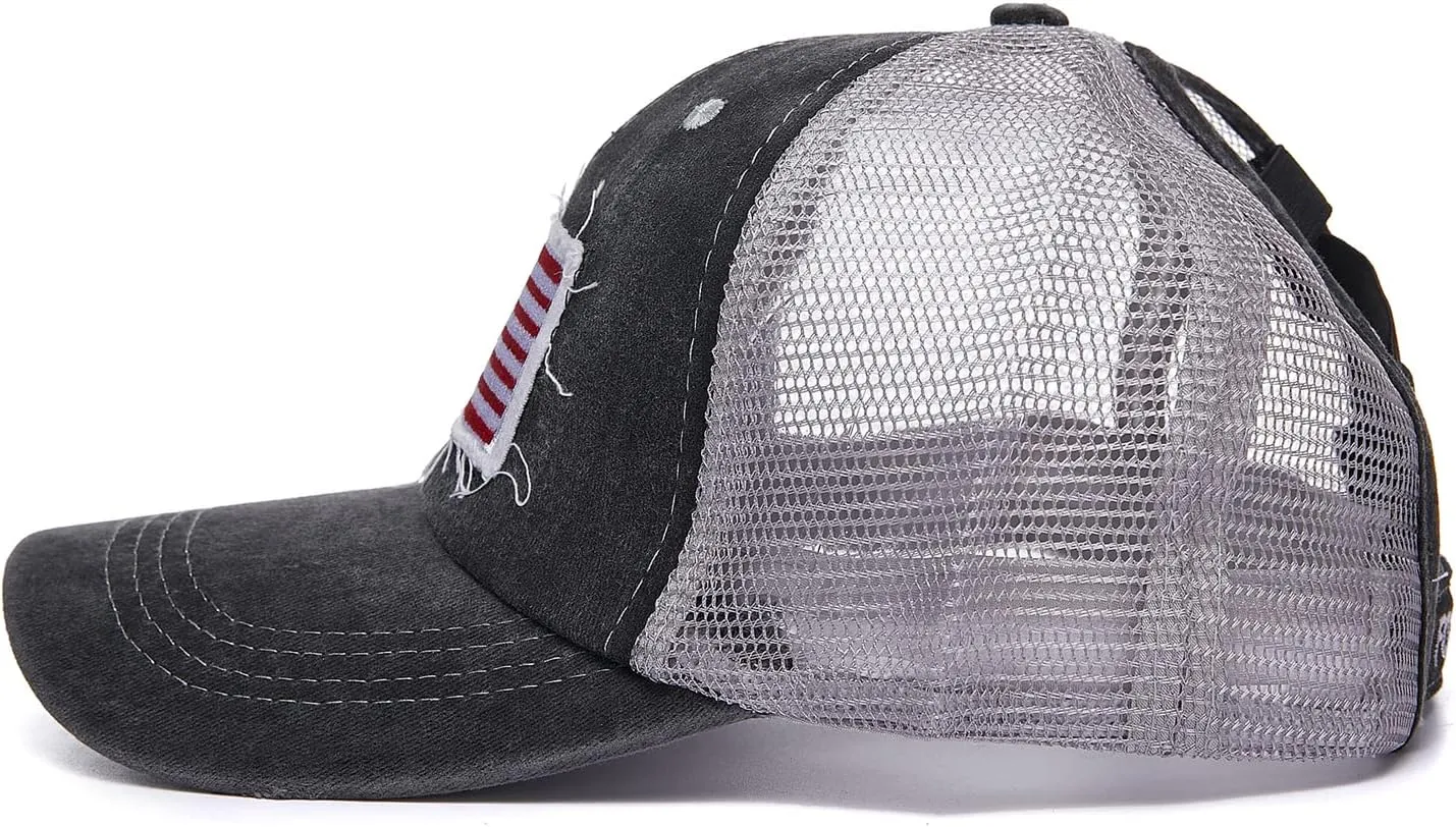 Baseball Cap Hot Criss Cross Ponytail Hat for Women Distressed Messy Bun Trucker Hat Pony Cap Hot Mess hat