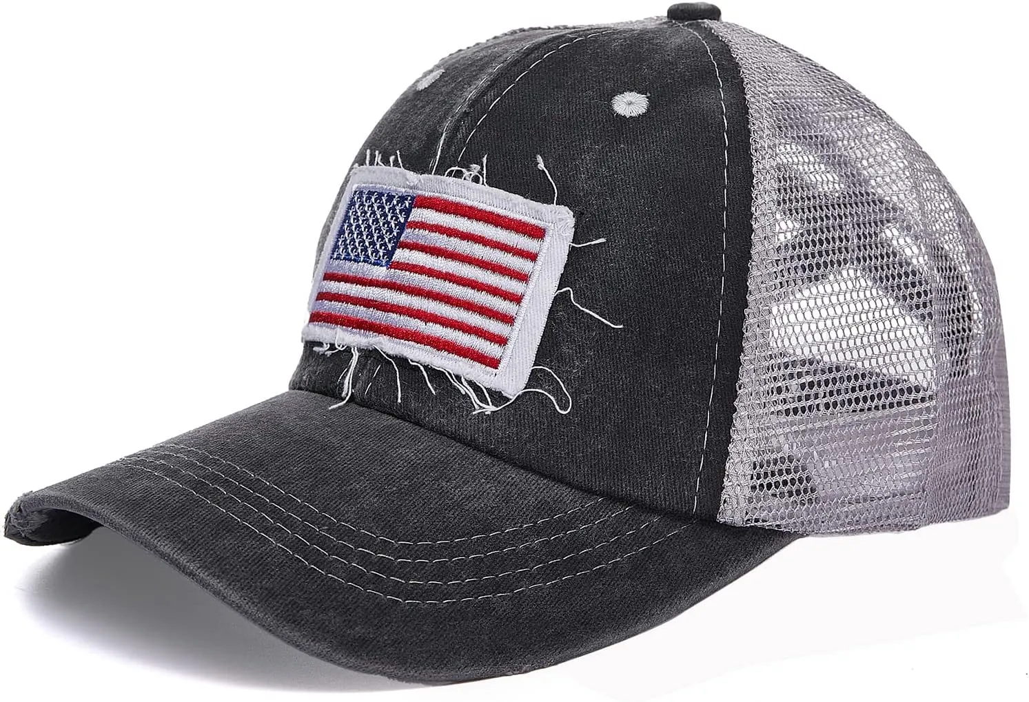 Baseball Cap Hot Criss Cross Ponytail Hat for Women Distressed Messy Bun Trucker Hat Pony Cap Hot Mess hat