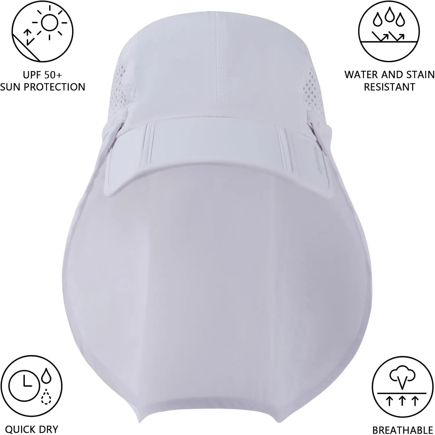BASSDASH UPF 50  Foldable Fishing Hat Baseball Cap with Removable Neck Flap Portable for Men Women Golf Hiking