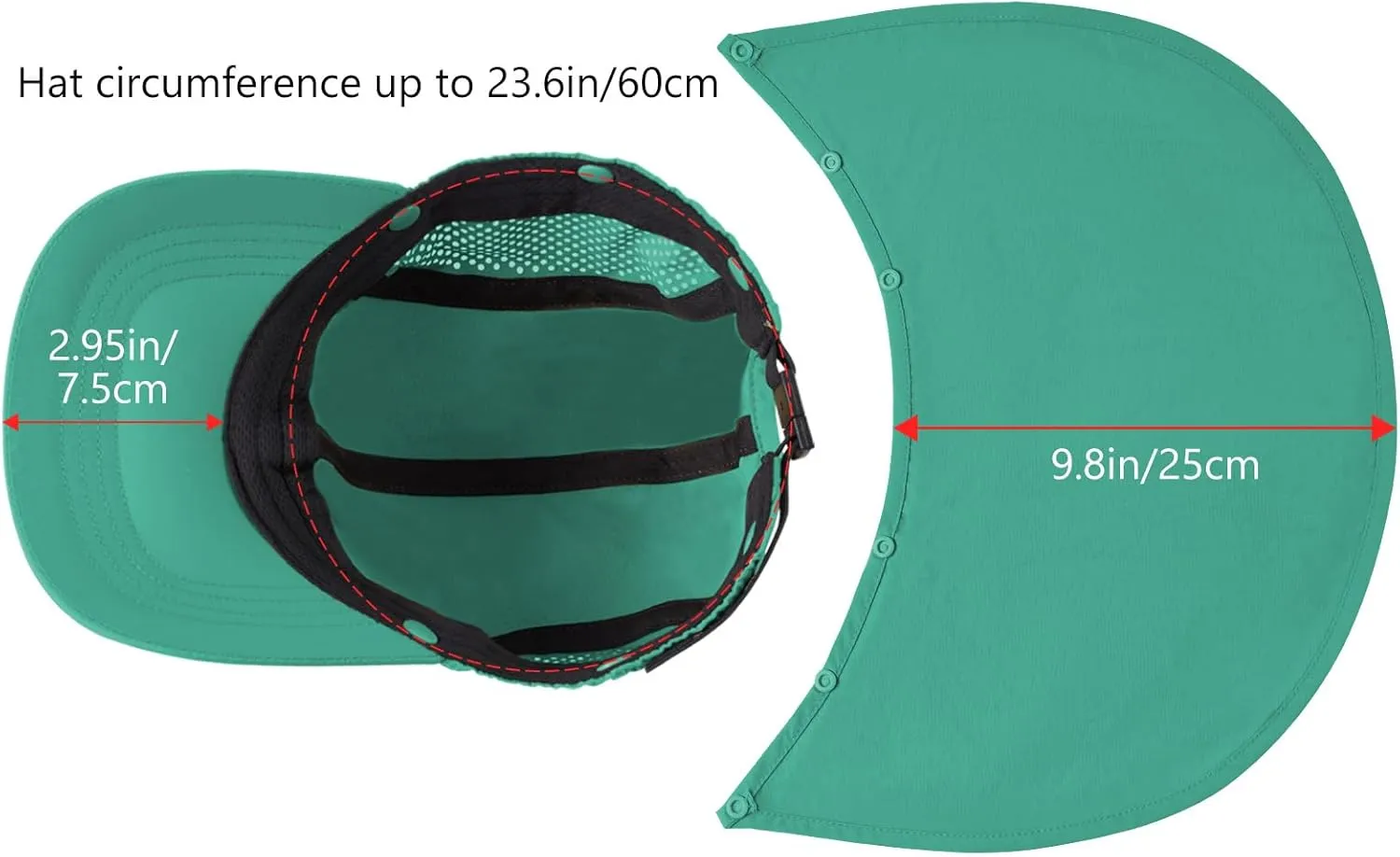 BASSDASH UPF 50  Foldable Fishing Hat Baseball Cap with Removable Neck Flap Portable for Men Women Golf Hiking