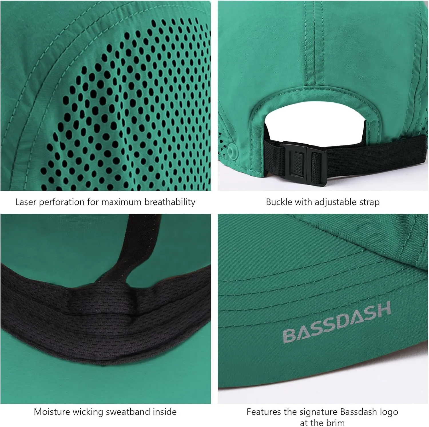 BASSDASH UPF 50  Foldable Fishing Hat Baseball Cap with Removable Neck Flap Portable for Men Women Golf Hiking