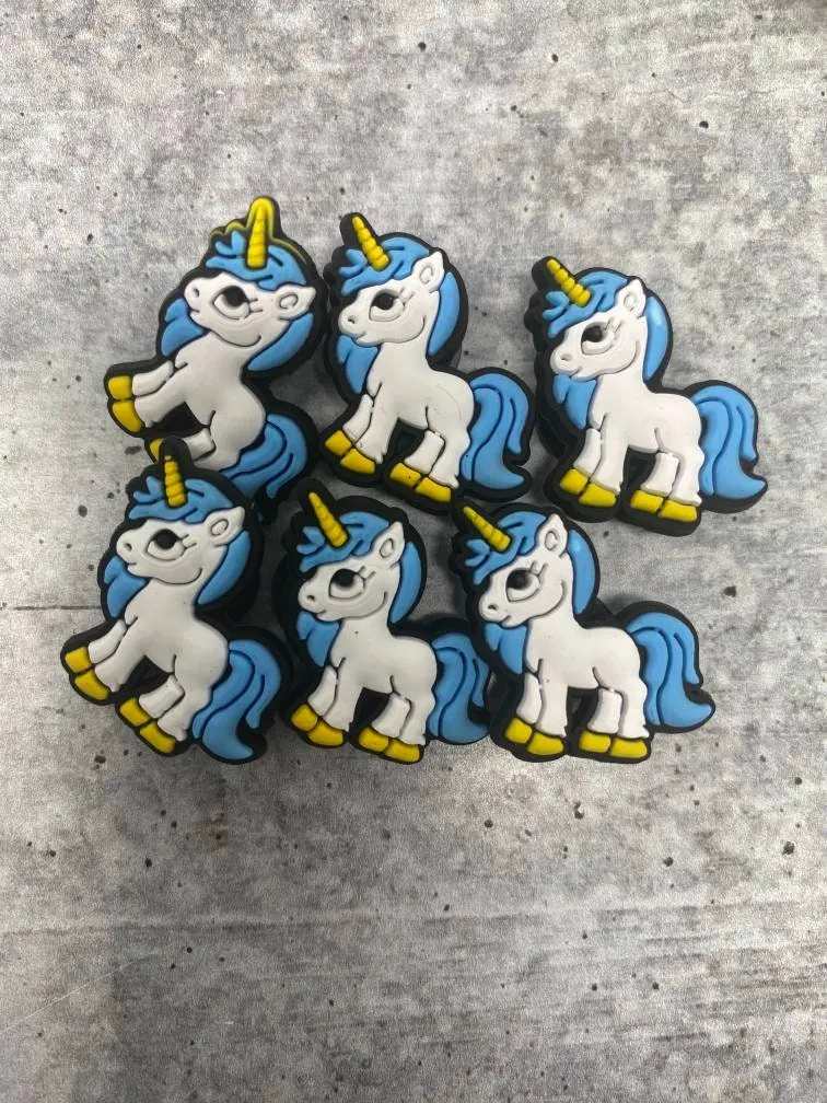 Blue & White, "Unicorn" 1-pc Charm for Crocs; Symbolic Statement Charms for Clogs;  Cute Charm for Shoes and Silicone Bracelets