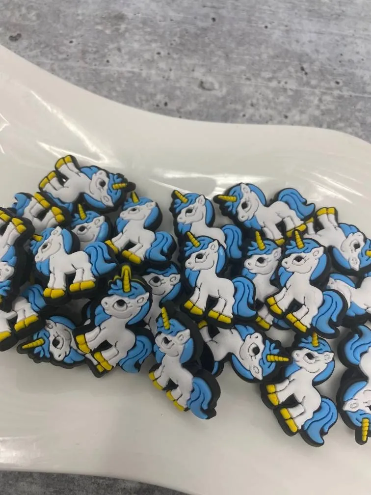 Blue & White, "Unicorn" 1-pc Charm for Crocs; Symbolic Statement Charms for Clogs;  Cute Charm for Shoes and Silicone Bracelets