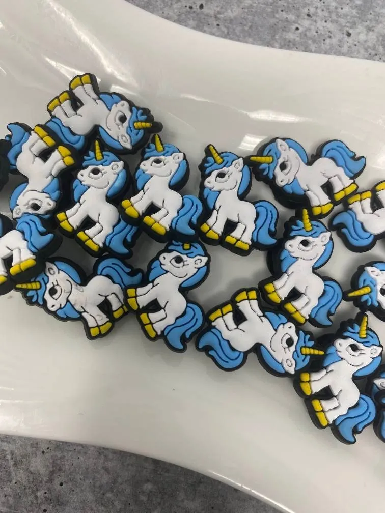 Blue & White, "Unicorn" 1-pc Charm for Crocs; Symbolic Statement Charms for Clogs;  Cute Charm for Shoes and Silicone Bracelets