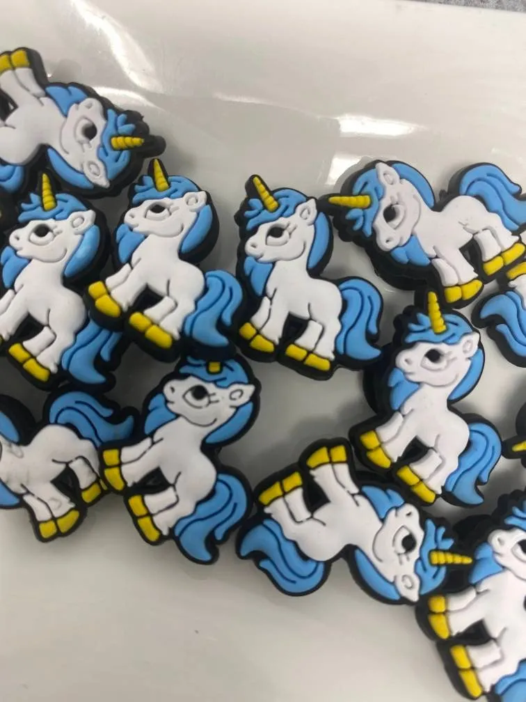 Blue & White, "Unicorn" 1-pc Charm for Crocs; Symbolic Statement Charms for Clogs;  Cute Charm for Shoes and Silicone Bracelets