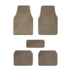Carpet Style Universal Car Floor Foot Mats for All 5 Seater Cars, Beige Color Anti Slip Car Try Mat, Complete Set of 5 Piece, Premium Series