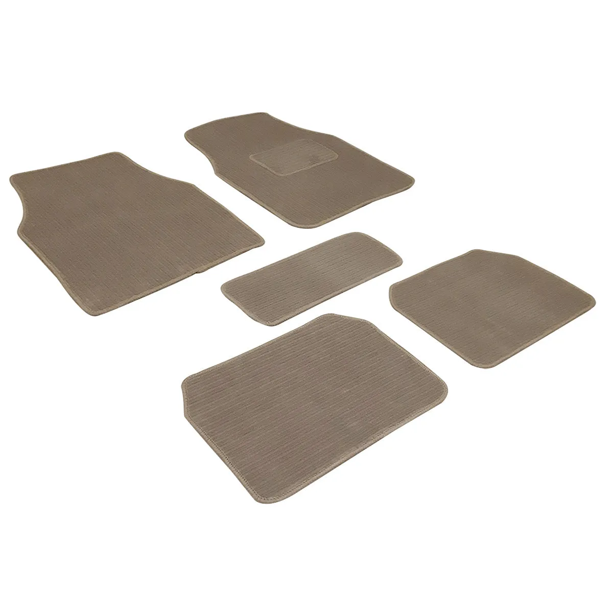 Carpet Style Universal Car Floor Foot Mats for All 5 Seater Cars, Beige Color Anti Slip Car Try Mat, Complete Set of 5 Piece, Premium Series