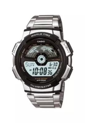 Casio AE-1100WD-1AVDF Men's Digital Silver Steel Band Sport Watch