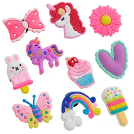 CityComfort Clog Charms, Cute Shoe Decoration Charms Pack of 10 - PINK/PURPLE