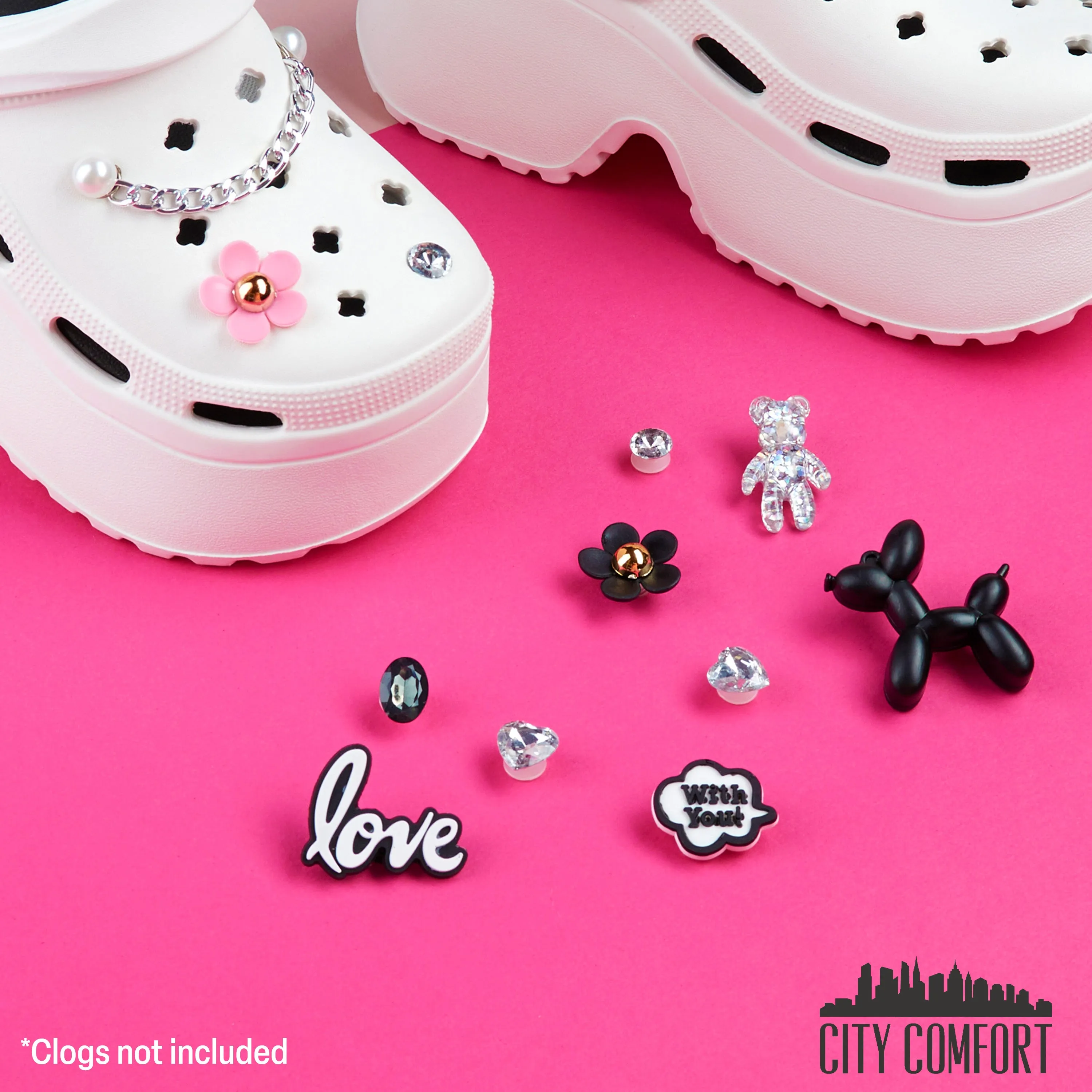 CityComfort Clog Charms, Mixed Shoe Decoration Charms - Multi