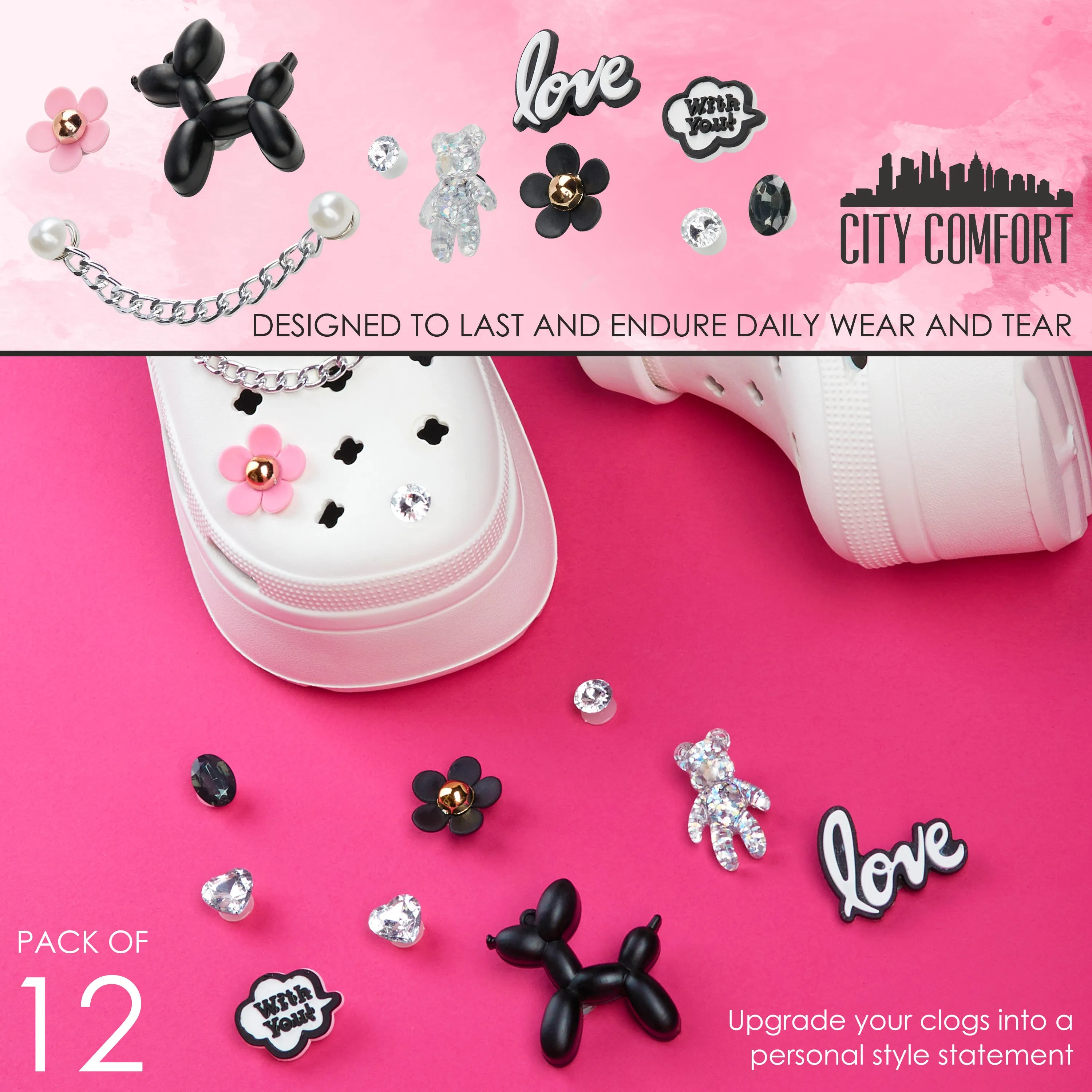 CityComfort Clog Charms, Mixed Shoe Decoration Charms - Multi