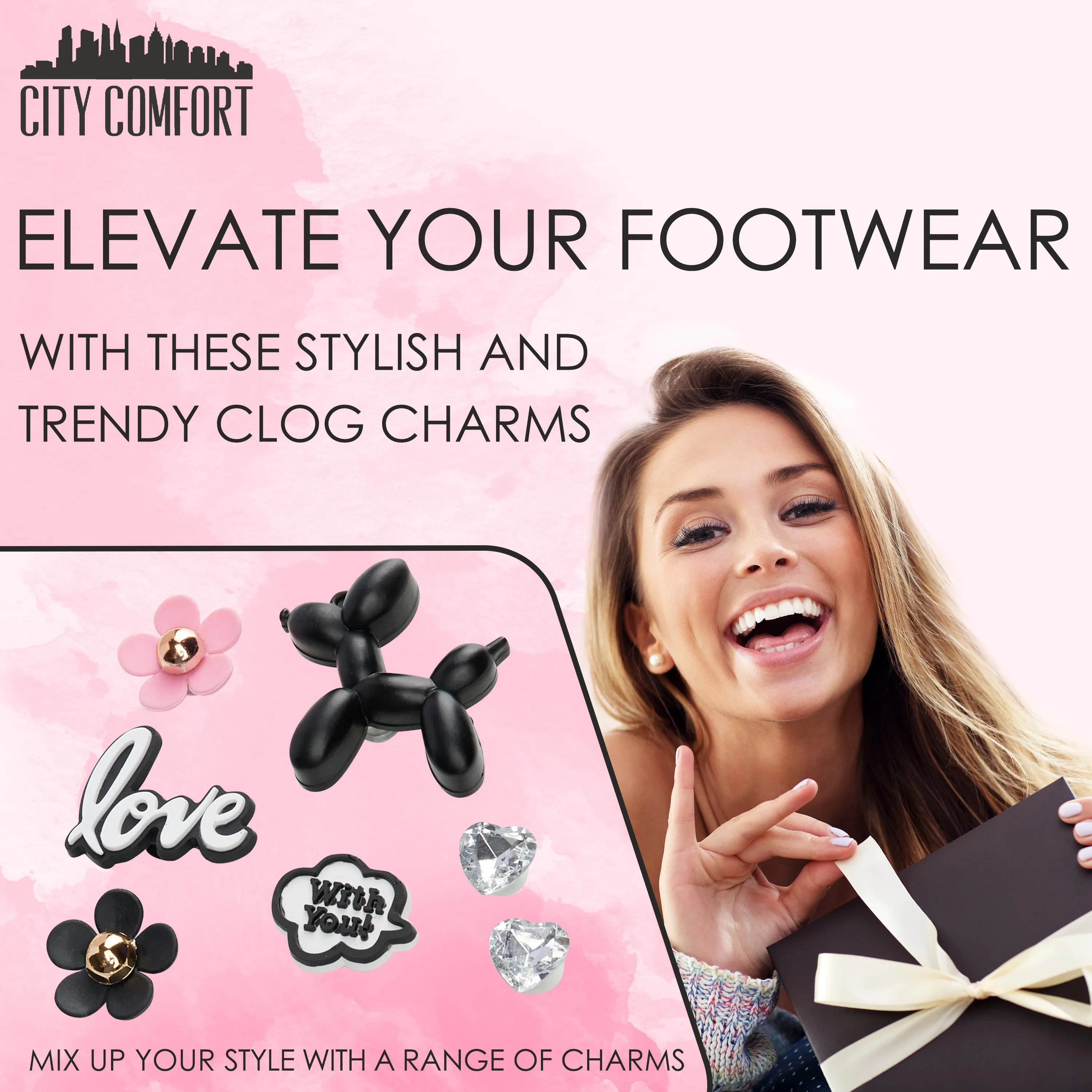 CityComfort Clog Charms, Mixed Shoe Decoration Charms - Multi