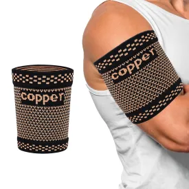 Copper Bicep Compression Sleeve 1 Pair,Bicep Tendonitis Brace,Triceps Sleeves for Upper Arm Support,Weightlifting,Fit for Men and Women (GOLD, Large)