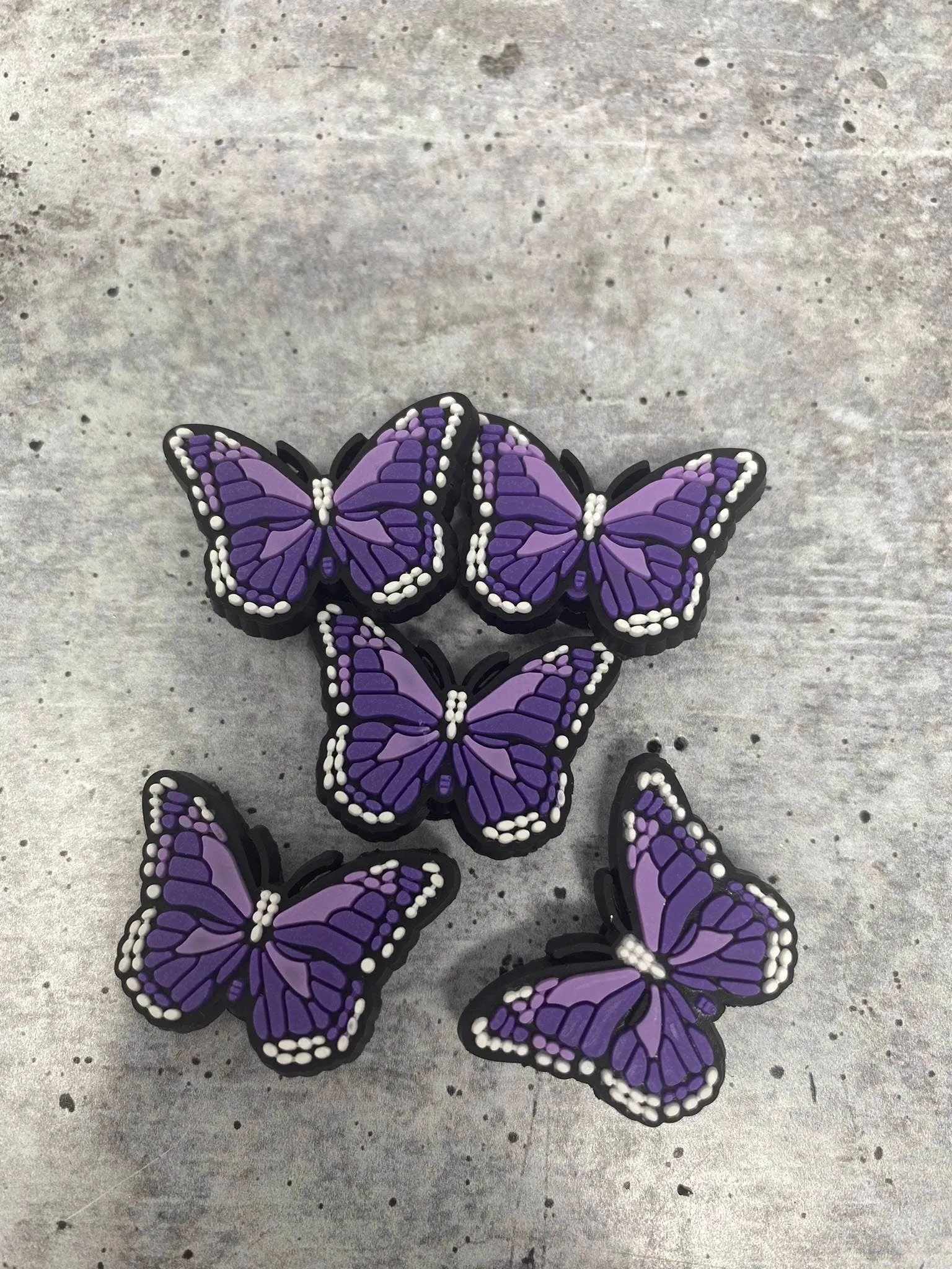 Cute, 1-pc Purple "Butterfly" Croc Charm; Charms for Girls & Nurses; Trendy Rubber Charm for Shoes and Silicone Bracelets, Glam Shoe Decor