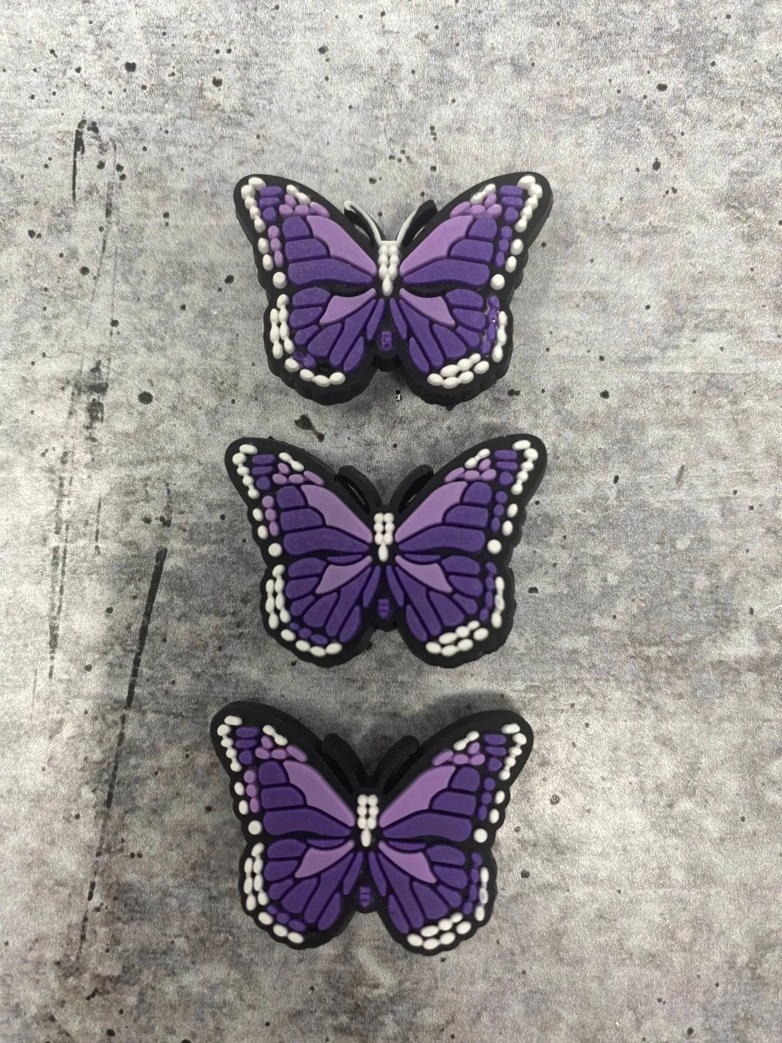 Cute, 1-pc Purple "Butterfly" Croc Charm; Charms for Girls & Nurses; Trendy Rubber Charm for Shoes and Silicone Bracelets, Glam Shoe Decor
