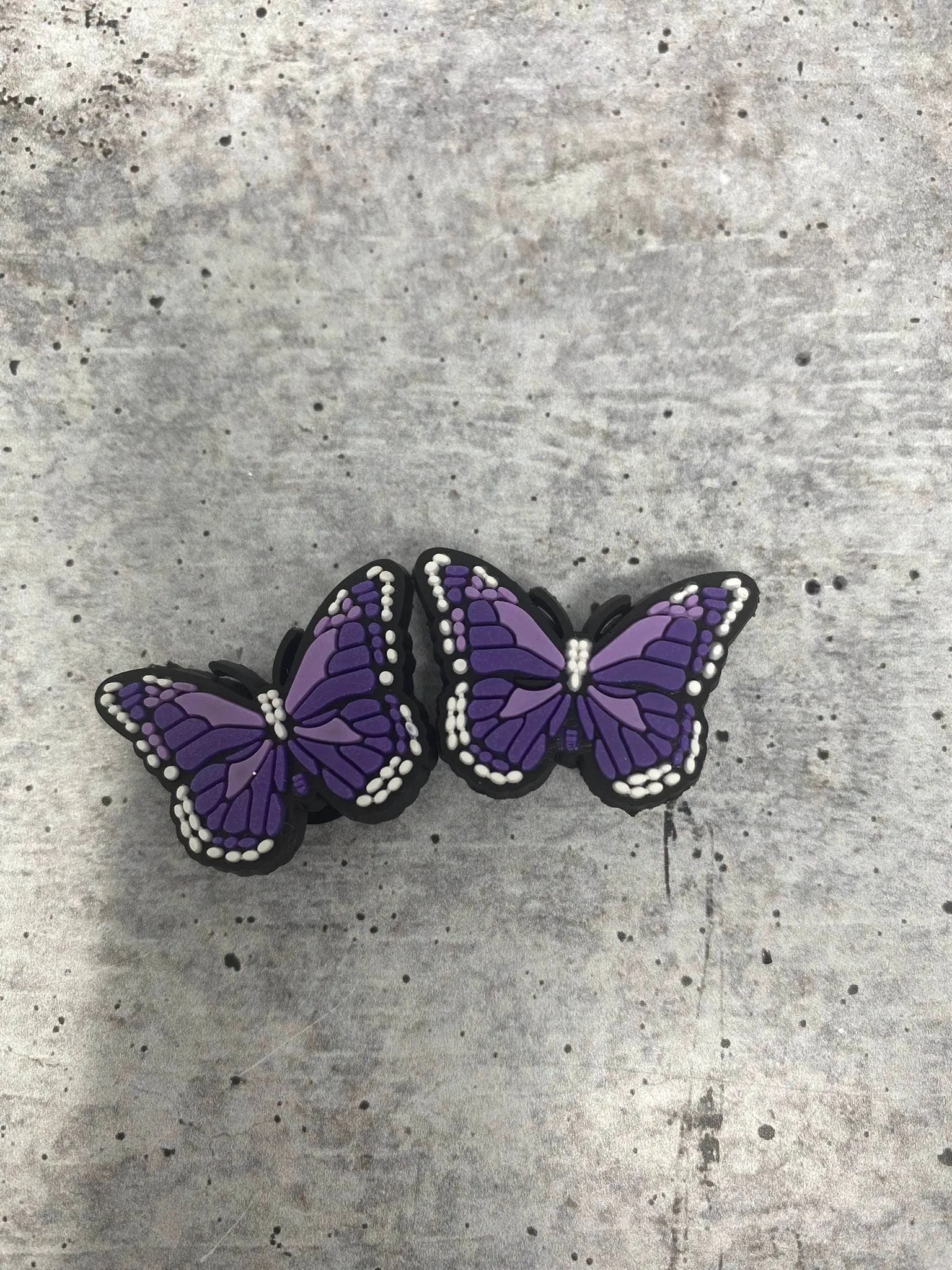 Cute, 1-pc Purple "Butterfly" Croc Charm; Charms for Girls & Nurses; Trendy Rubber Charm for Shoes and Silicone Bracelets, Glam Shoe Decor