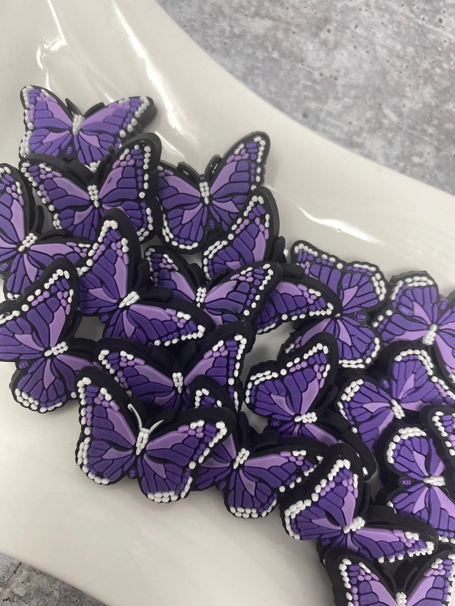 Cute, 1-pc Purple "Butterfly" Croc Charm; Charms for Girls & Nurses; Trendy Rubber Charm for Shoes and Silicone Bracelets, Glam Shoe Decor