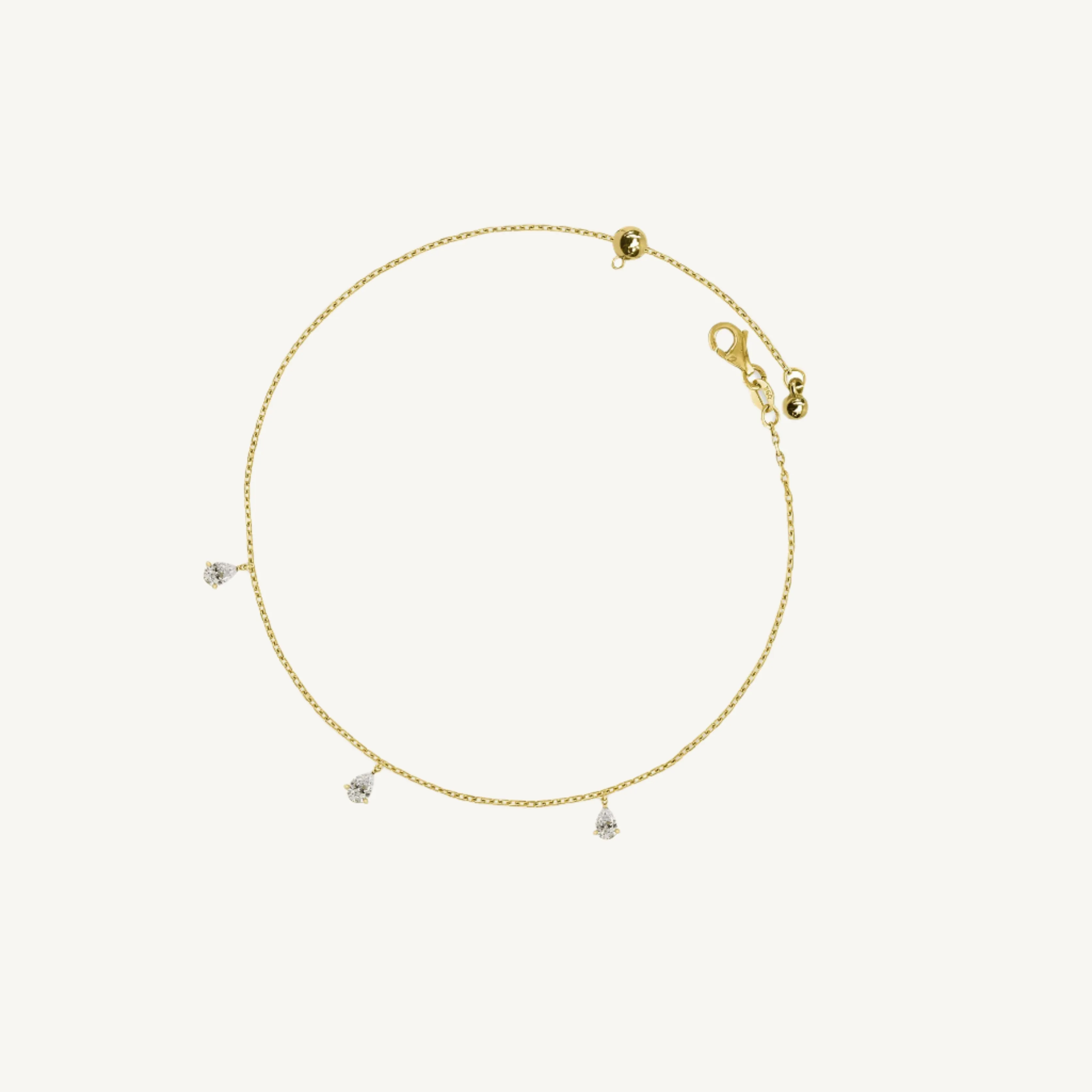 Dangling Pear Diamond Anklet