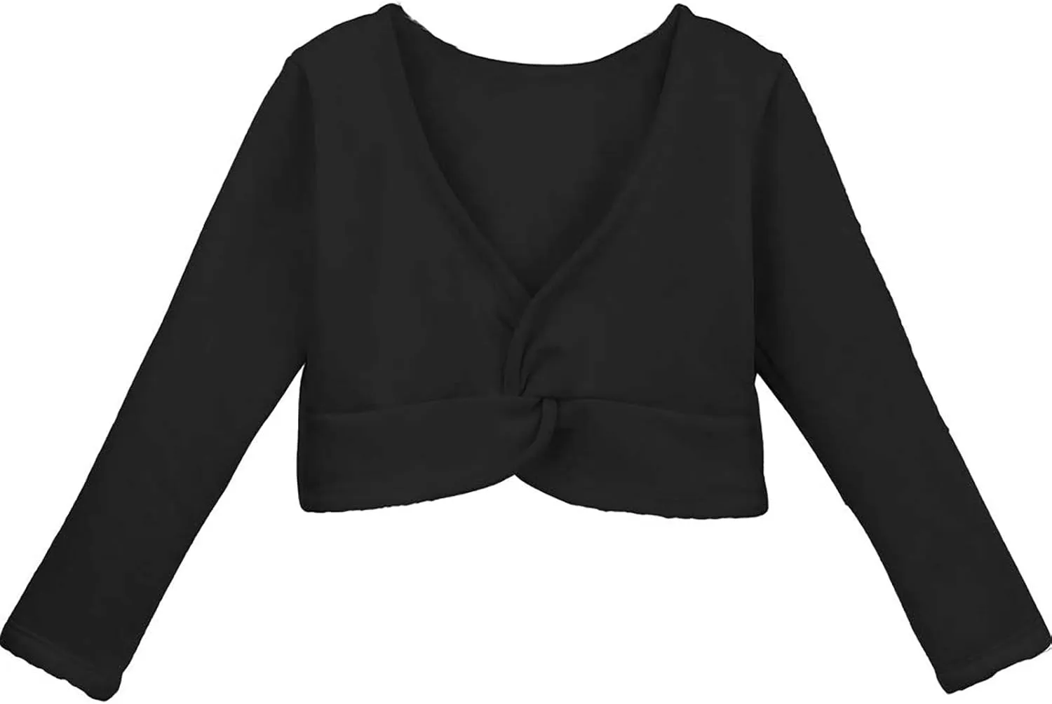 Daydance Girl's Dance Crop Tops Ballet Wrap Shrug Sweater Long Sleeve