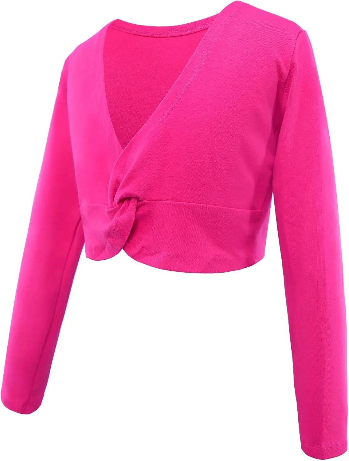Daydance Girl's Dance Crop Tops Ballet Wrap Shrug Sweater Long Sleeve