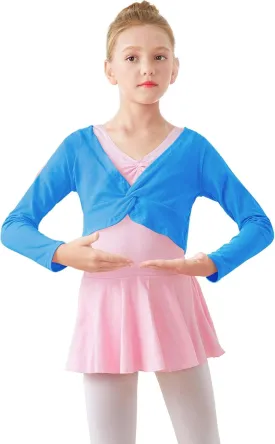 Daydance Girl's Dance Crop Tops Ballet Wrap Shrug Sweater Long Sleeve