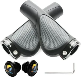 Ergonomic Bike Grips - Widen Holding Rubber Grips with Aluminum LockGrips for Mountain & Road Bikes