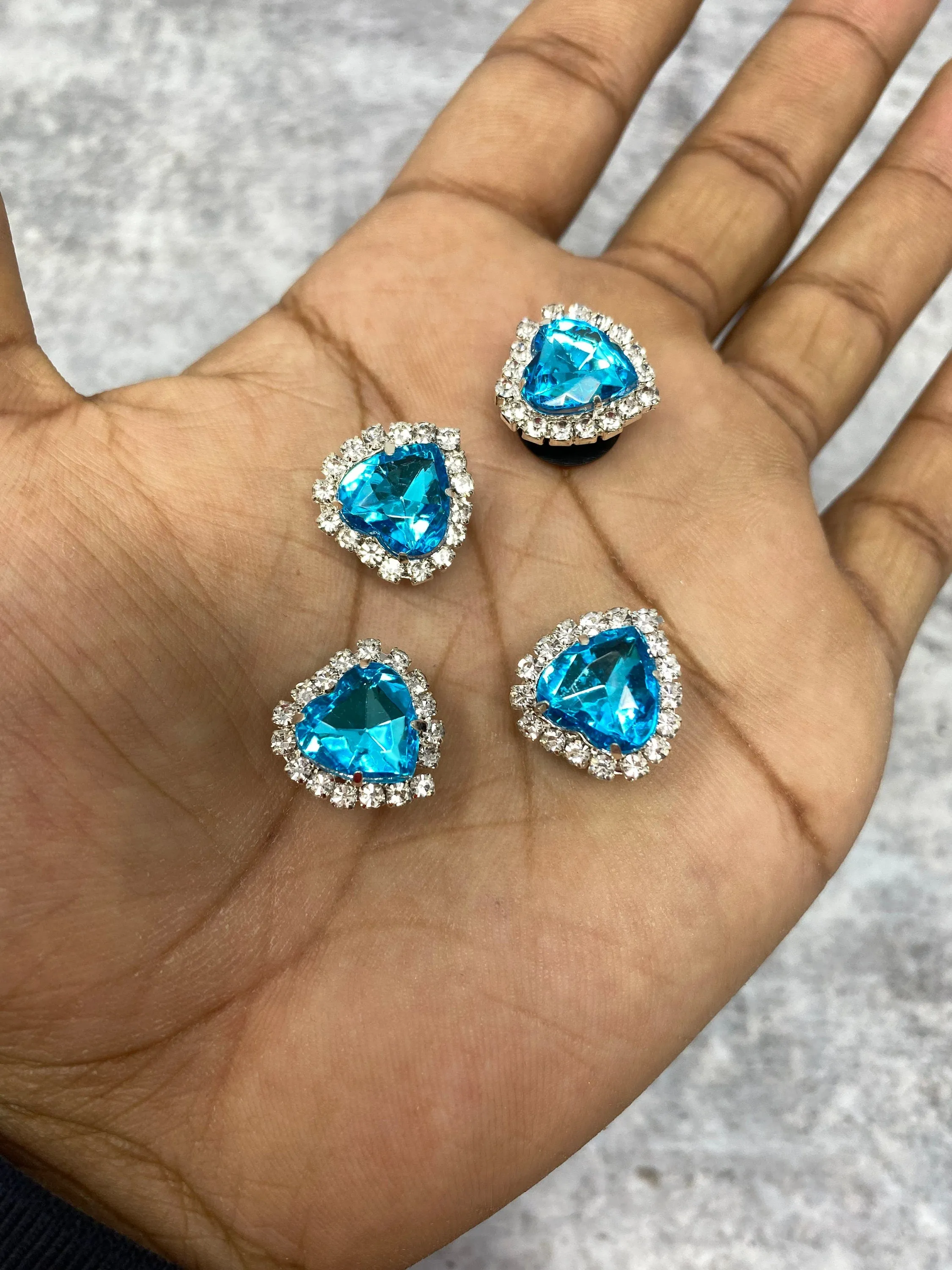 Exclusive 1-pc, BLUE "Blinging Heart" Girly Charm for Crocs; Symbolic Statement Charms for Clogs; Charm for Shoes and Silicone Bracelets