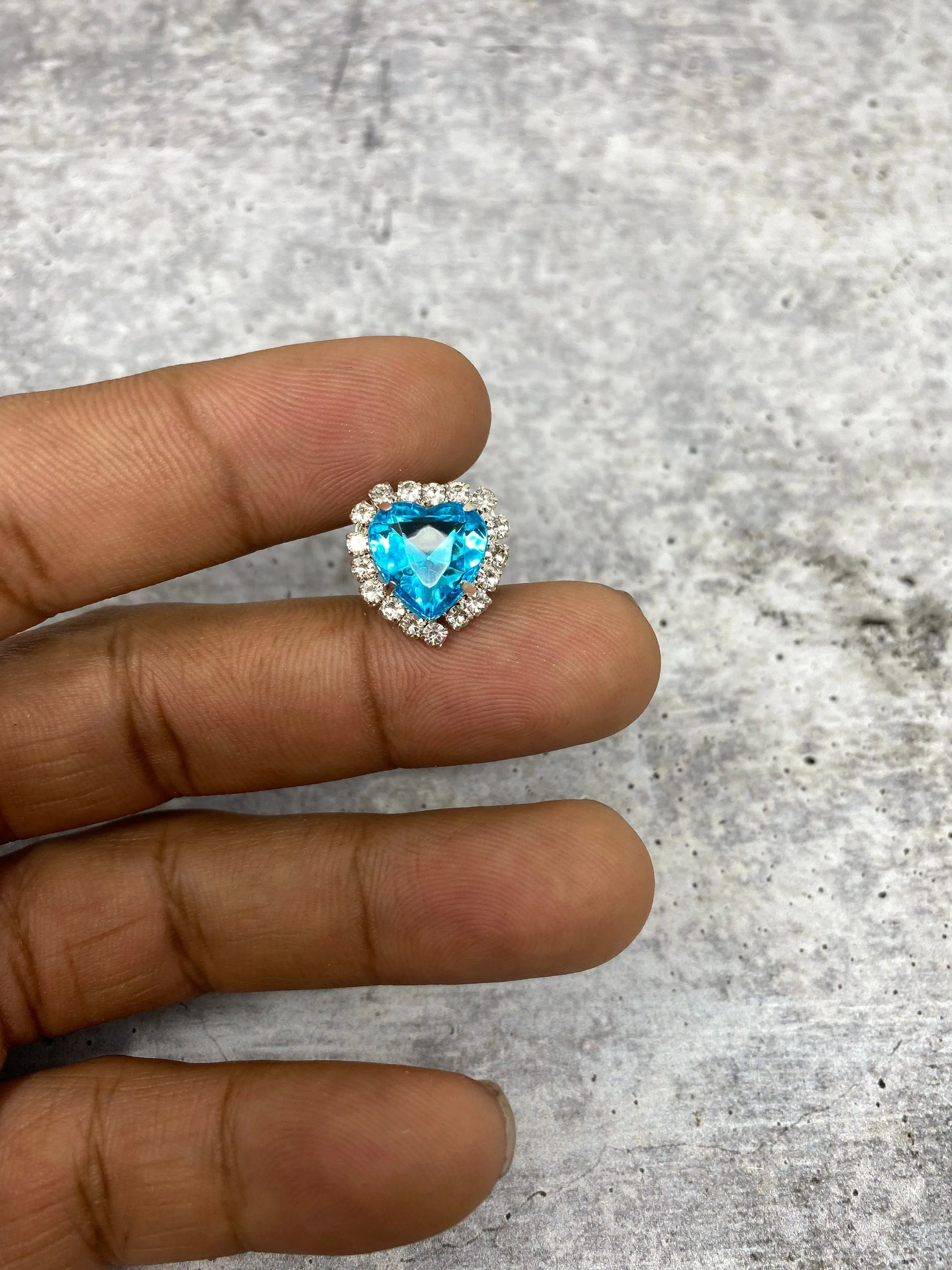 Exclusive 1-pc, BLUE "Blinging Heart" Girly Charm for Crocs; Symbolic Statement Charms for Clogs; Charm for Shoes and Silicone Bracelets