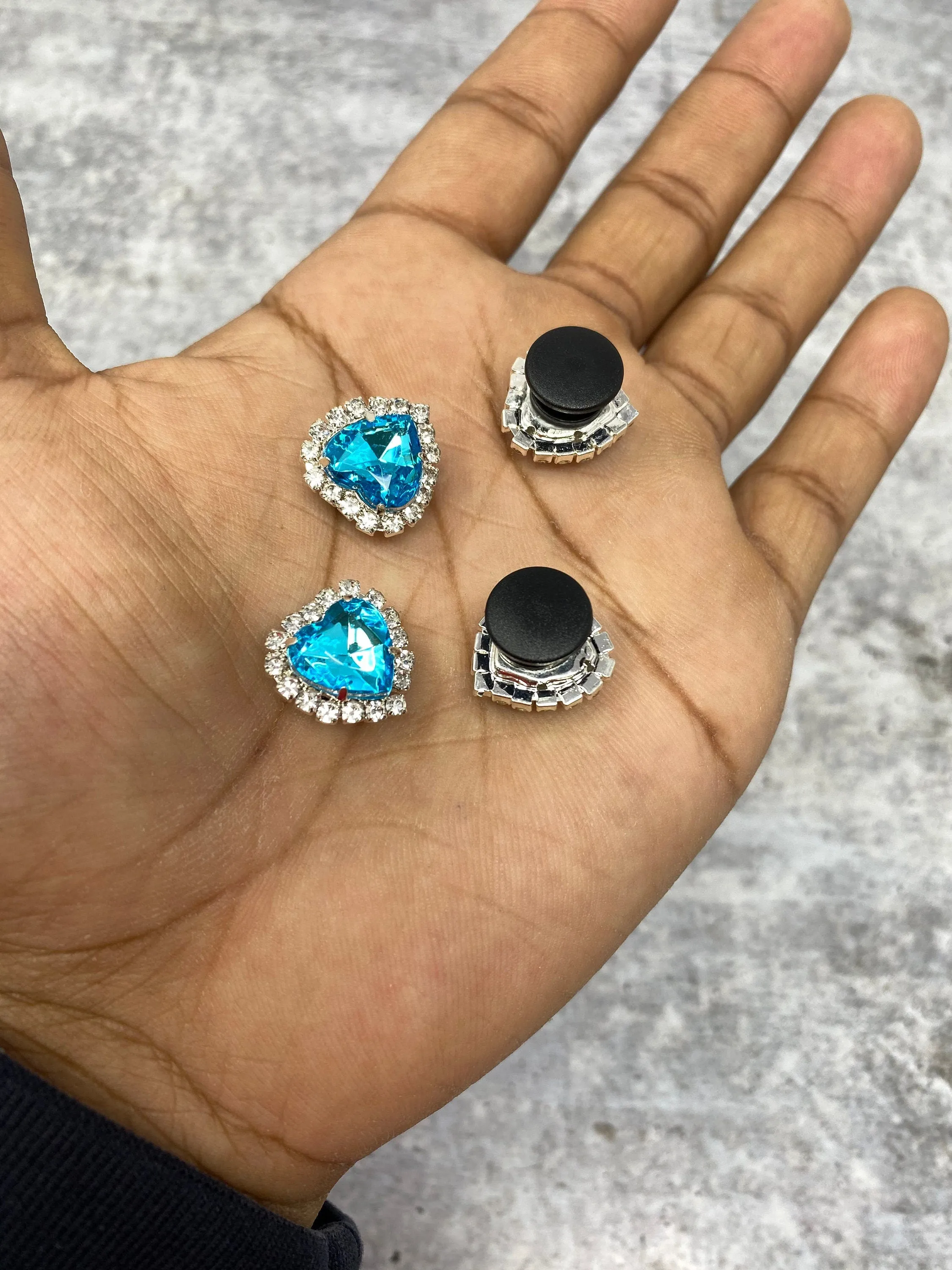 Exclusive 1-pc, BLUE "Blinging Heart" Girly Charm for Crocs; Symbolic Statement Charms for Clogs; Charm for Shoes and Silicone Bracelets