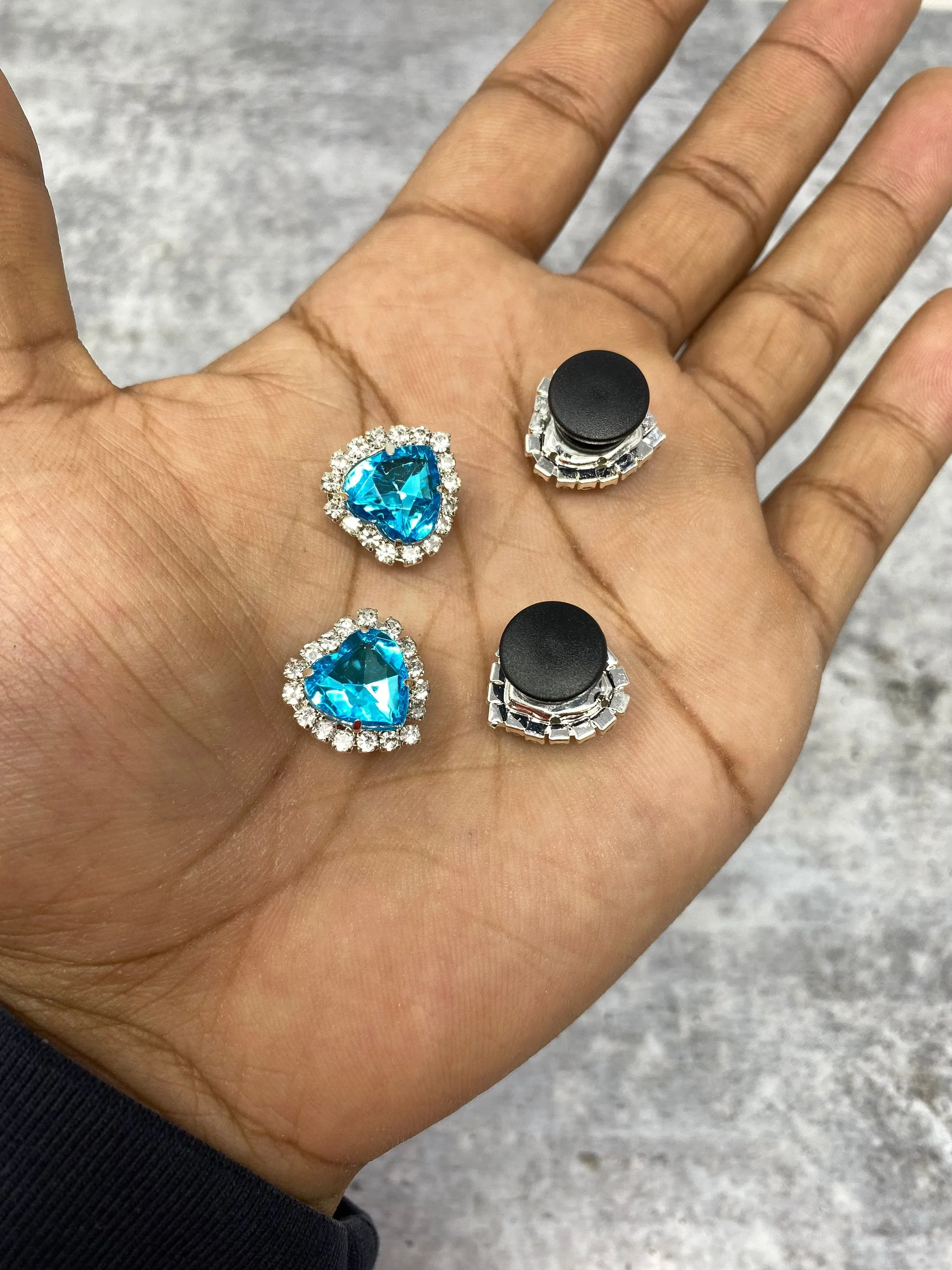 Exclusive 1-pc, BLUE "Blinging Heart" Girly Charm for Crocs; Symbolic Statement Charms for Clogs; Charm for Shoes and Silicone Bracelets