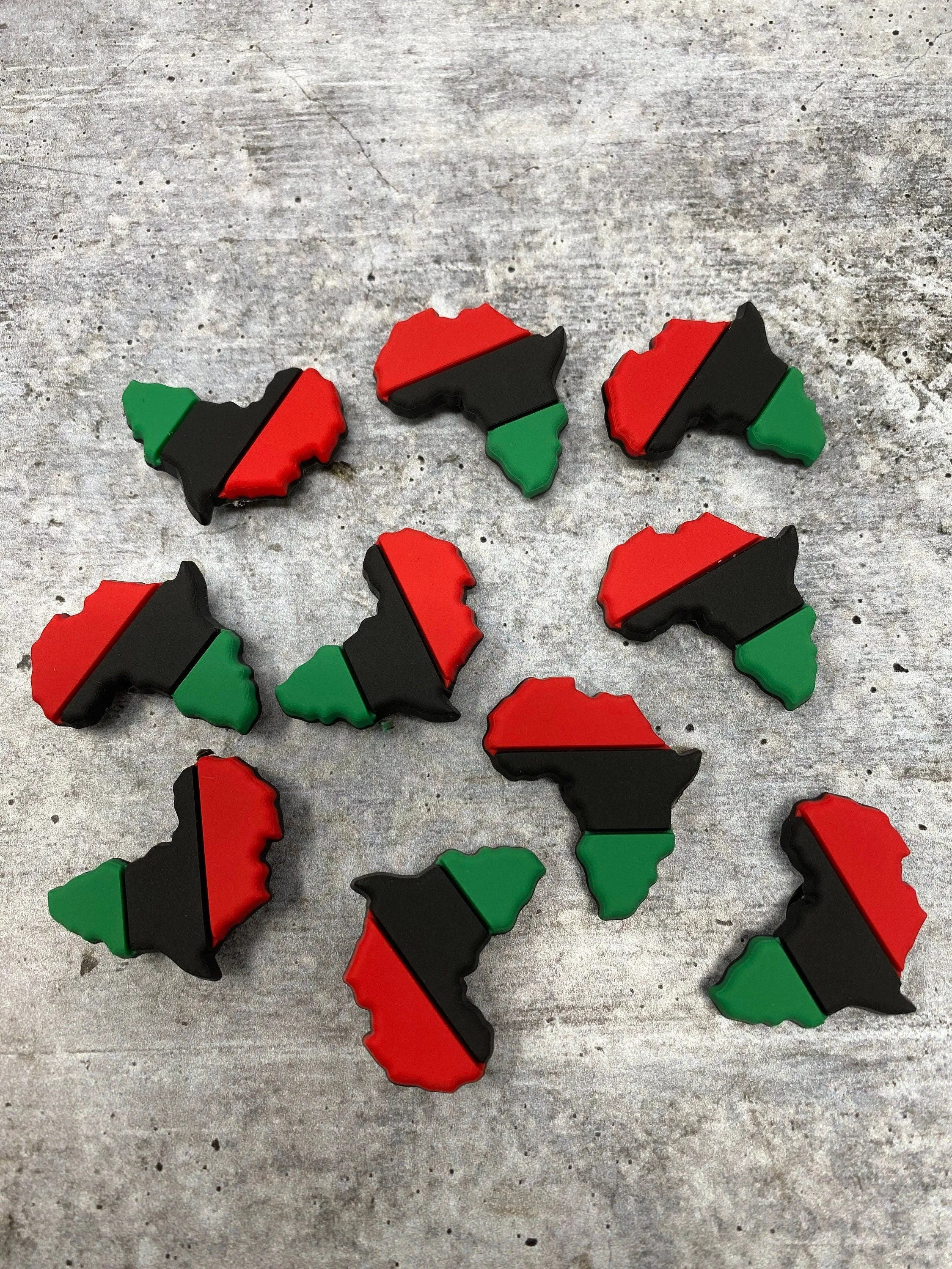 Exclusive 1-pc "Pan- African Flag" Afrocentric Charm for Crocs; Symbolic Statement Charms for Clogs; Charm for Shoes and Silicone Bracelets