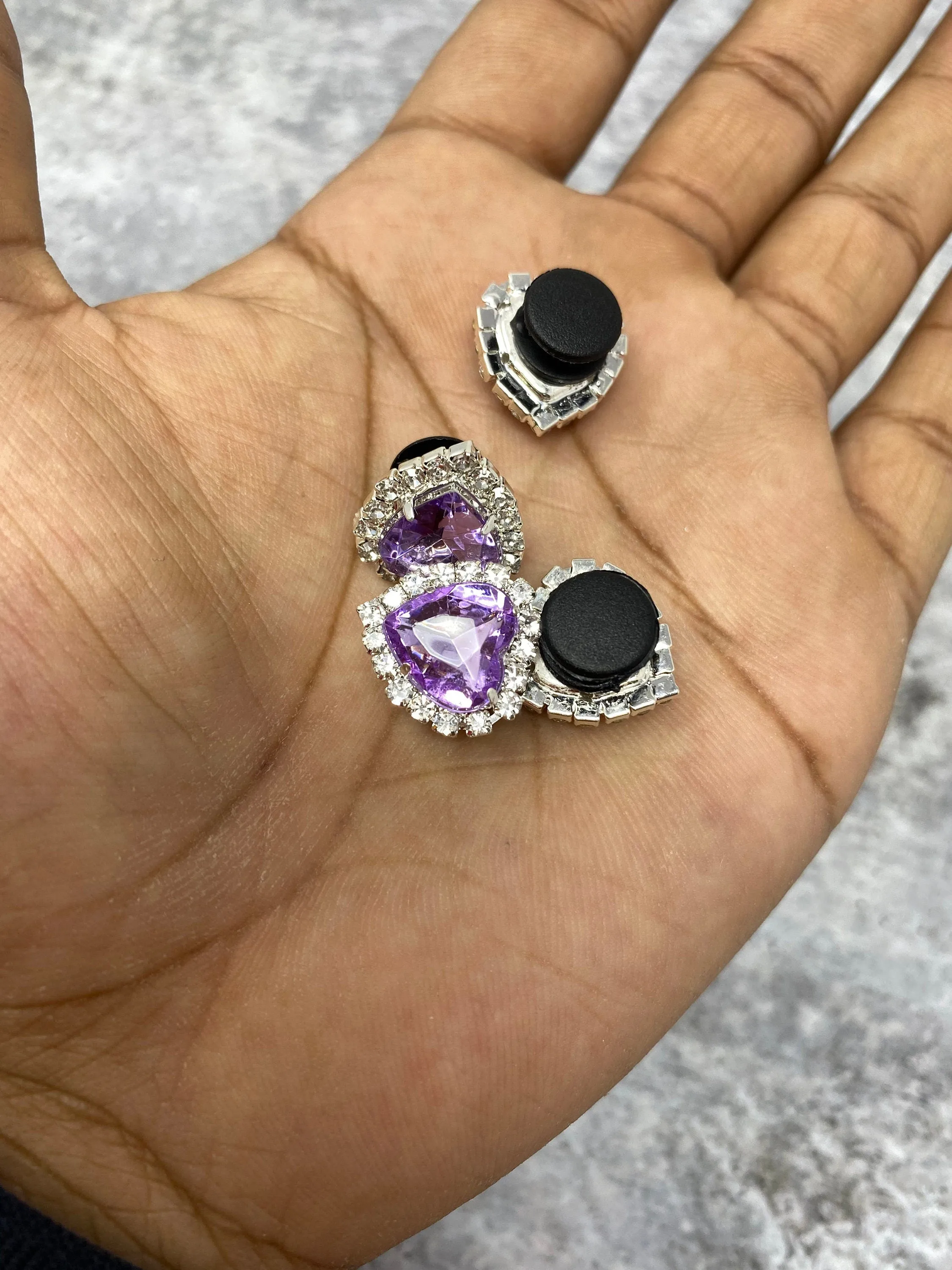 Exclusive PURPLE "Blinging Heart" Girly Charm for Crocs; Symbolic Statement Charms for Clogs; Cute for Shoes & Silicone Bracelets, 1-pc