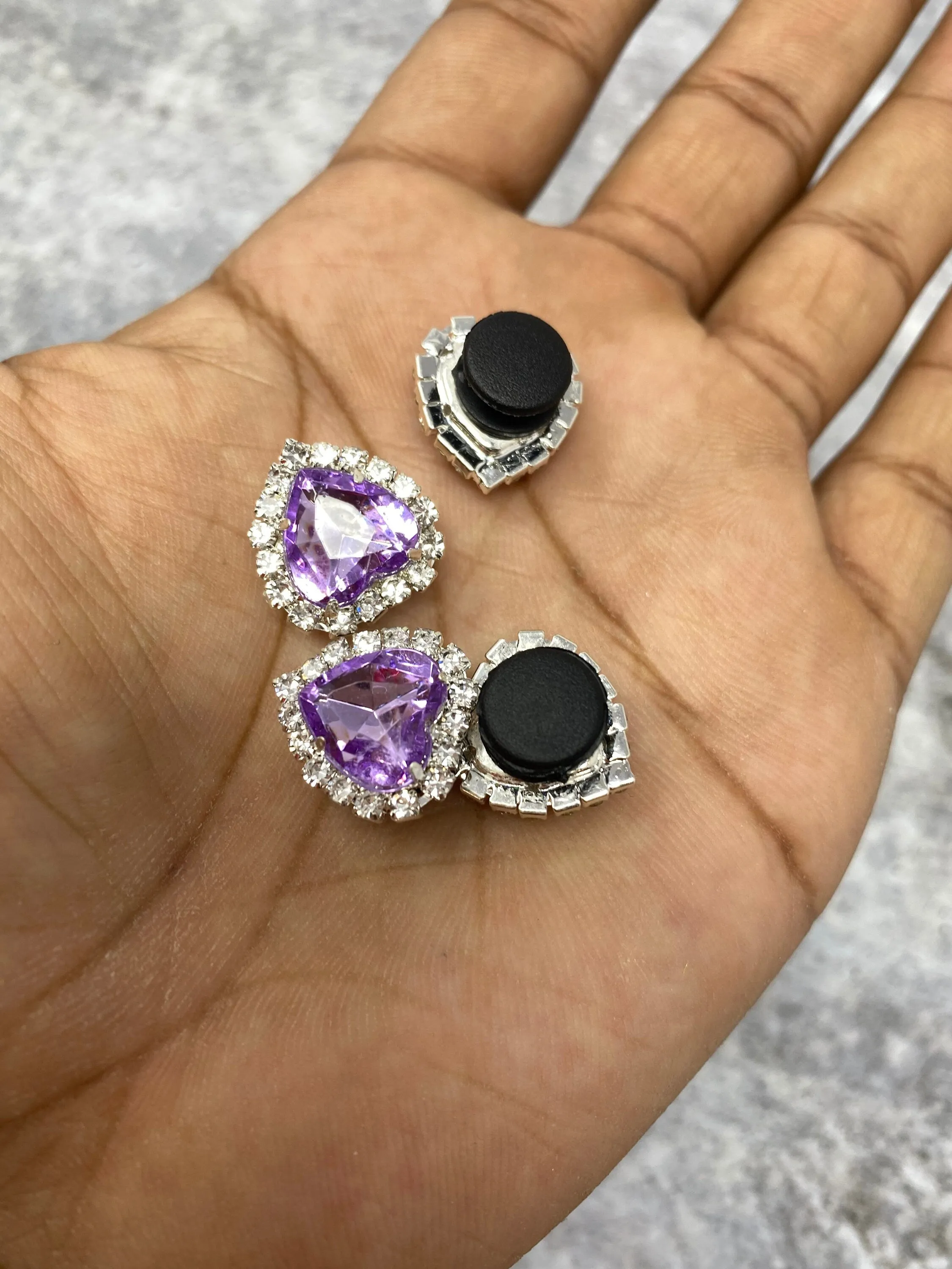 Exclusive PURPLE "Blinging Heart" Girly Charm for Crocs; Symbolic Statement Charms for Clogs; Cute for Shoes & Silicone Bracelets, 1-pc