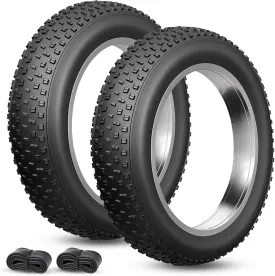 Fat Tire Electric Bike Tire 20x4.0 2-Pack All Terrain Puncture Proof Ebike Tires with Deep Tread, Wear-Resistant for Snow/Sand/Beach/Off-Road - Compatible with 20 Inch Fat Tire Bikes