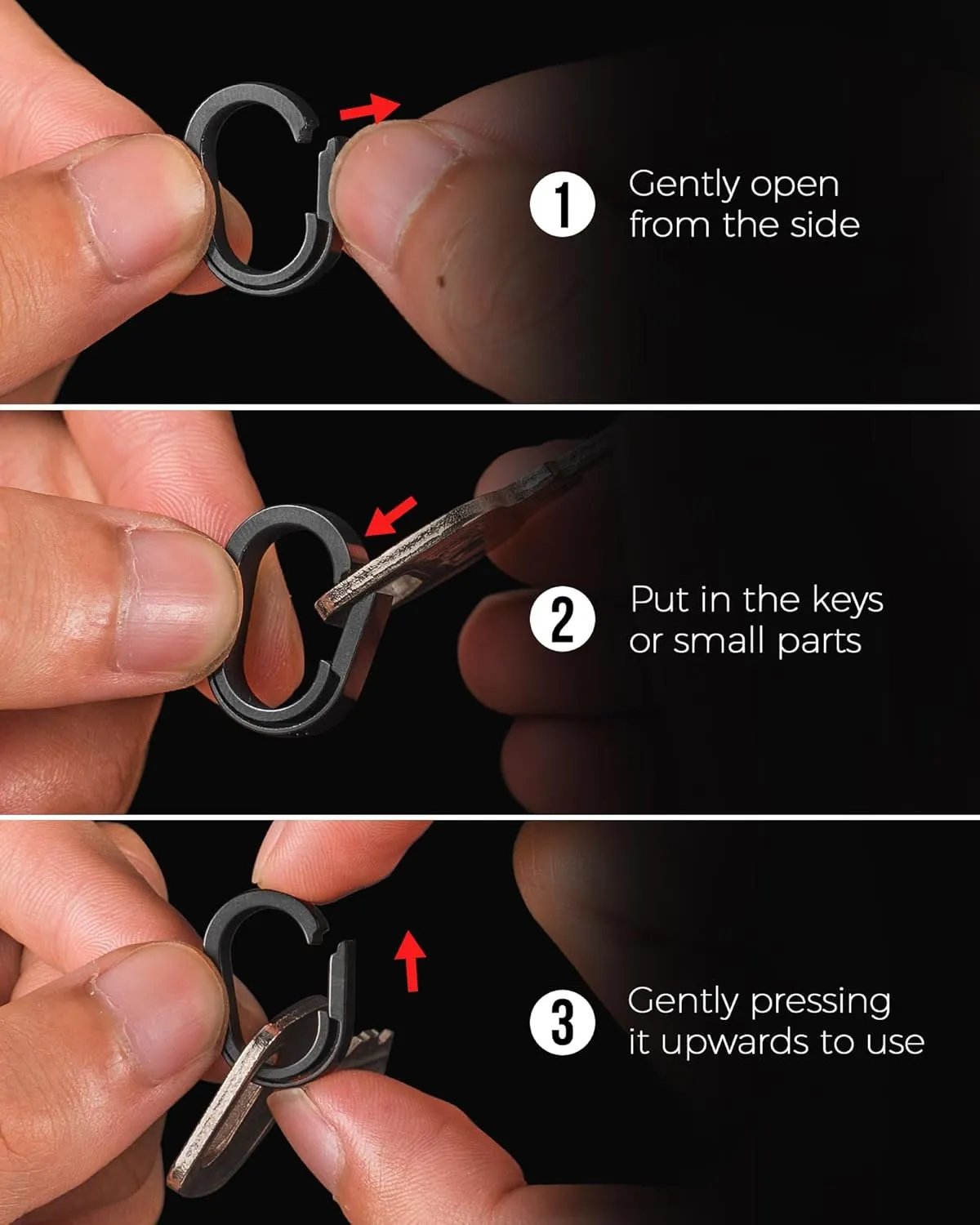 FEGVE Titanium Mini Key Chain Rings with 2 Stainless Steel Spilt Rings for Home Keys Bag Pendant