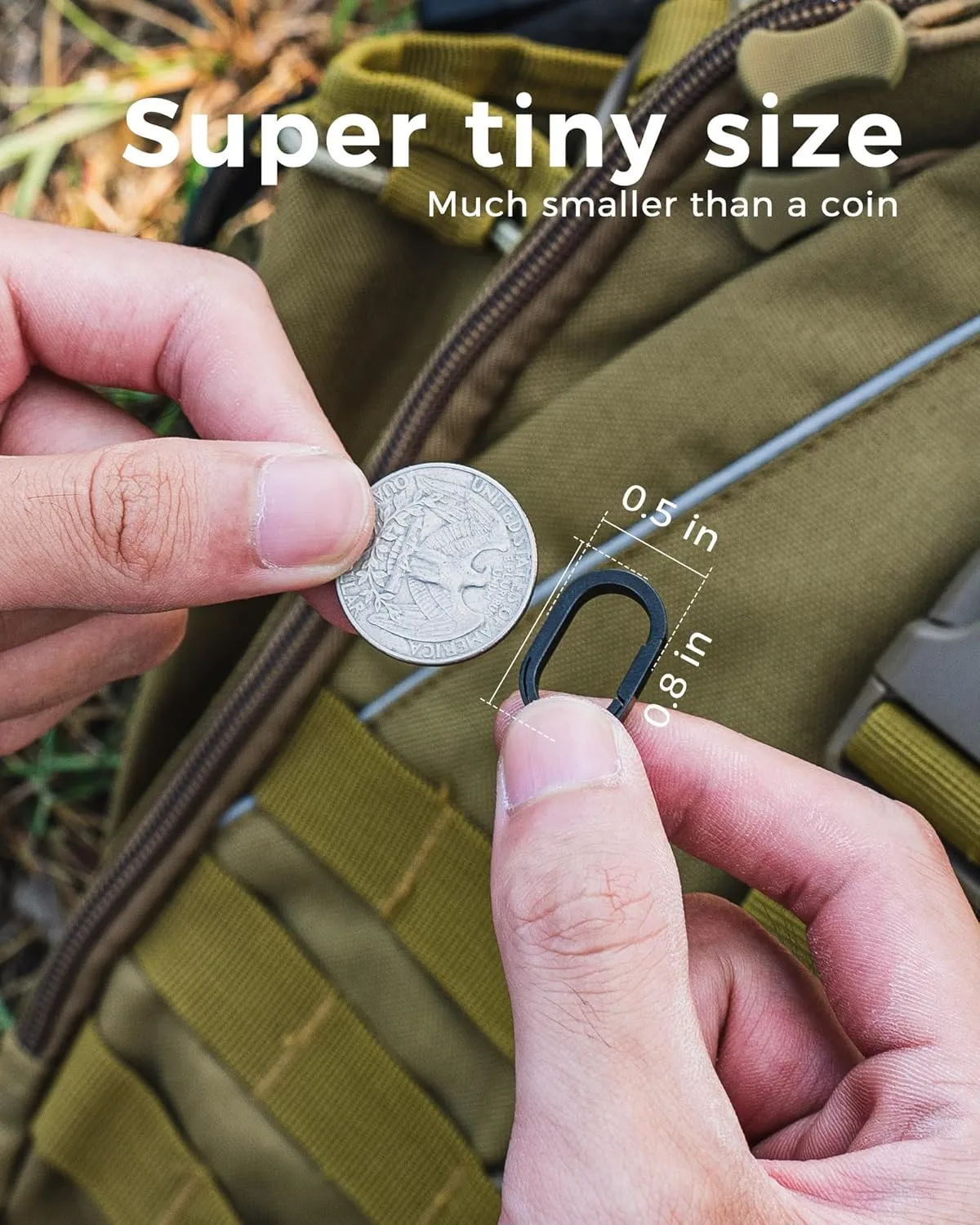 FEGVE Titanium Mini Key Chain Rings with 2 Stainless Steel Spilt Rings for Home Keys Bag Pendant
