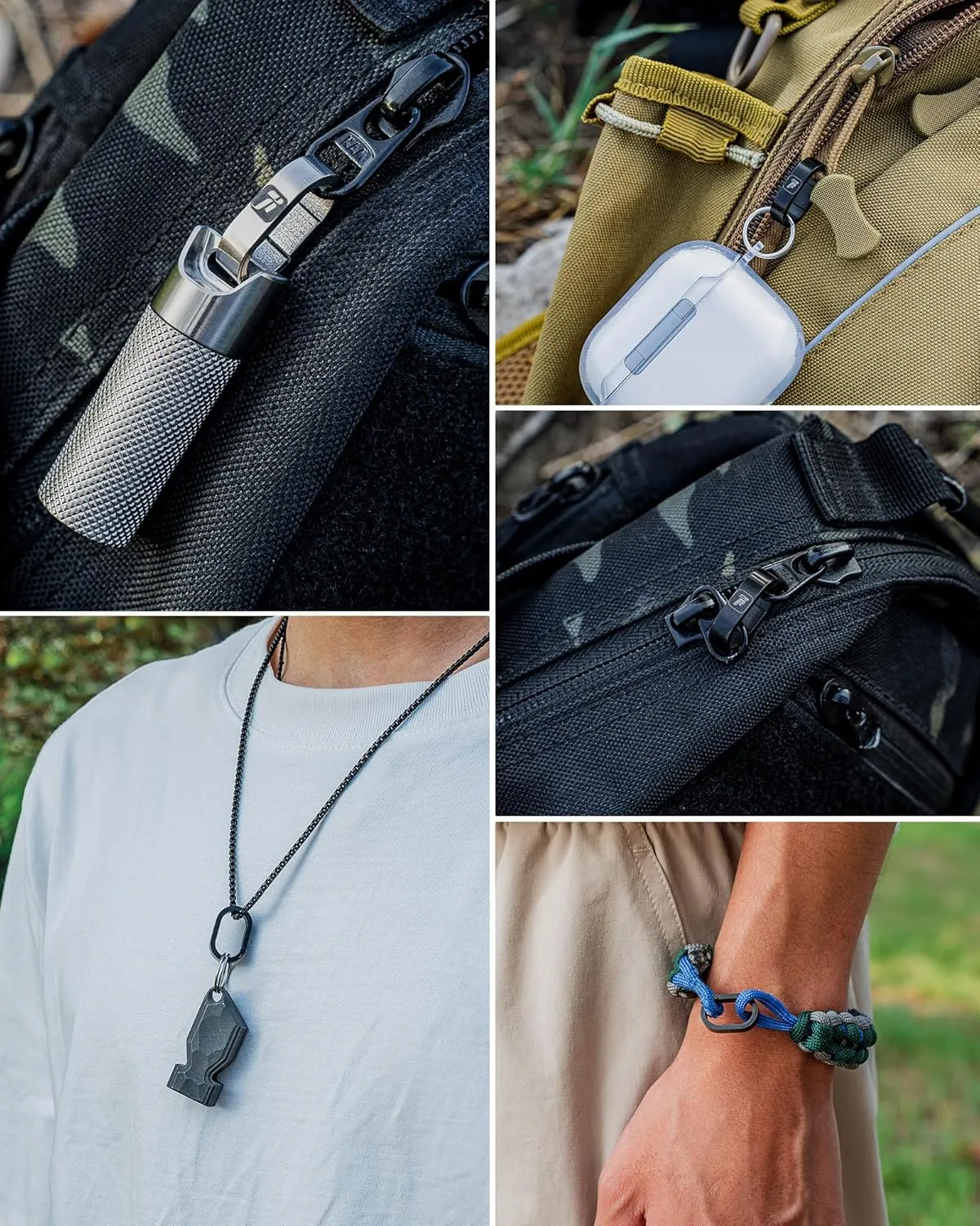 FEGVE Titanium Mini Key Chain Rings with 2 Stainless Steel Spilt Rings for Home Keys Bag Pendant