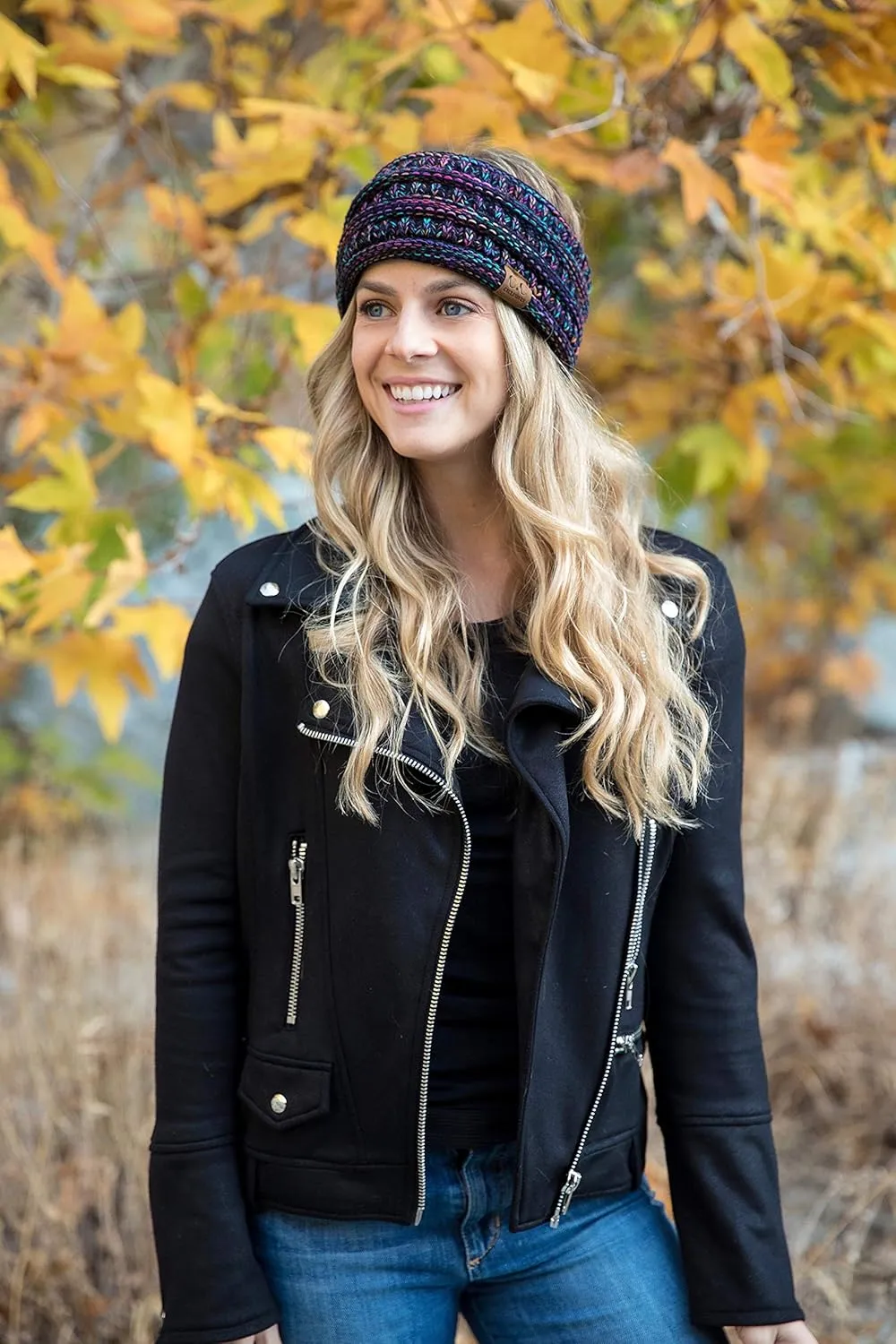 Funky Junque Women's Fleece Lined Cable Knit Headband - Messy Bun Ear Warmer - Solid, Confetti, 4 Tone, Value Packs