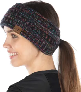 Funky Junque Women's Fleece Lined Cable Knit Headband - Messy Bun Ear Warmer - Solid, Confetti, 4 Tone, Value Packs