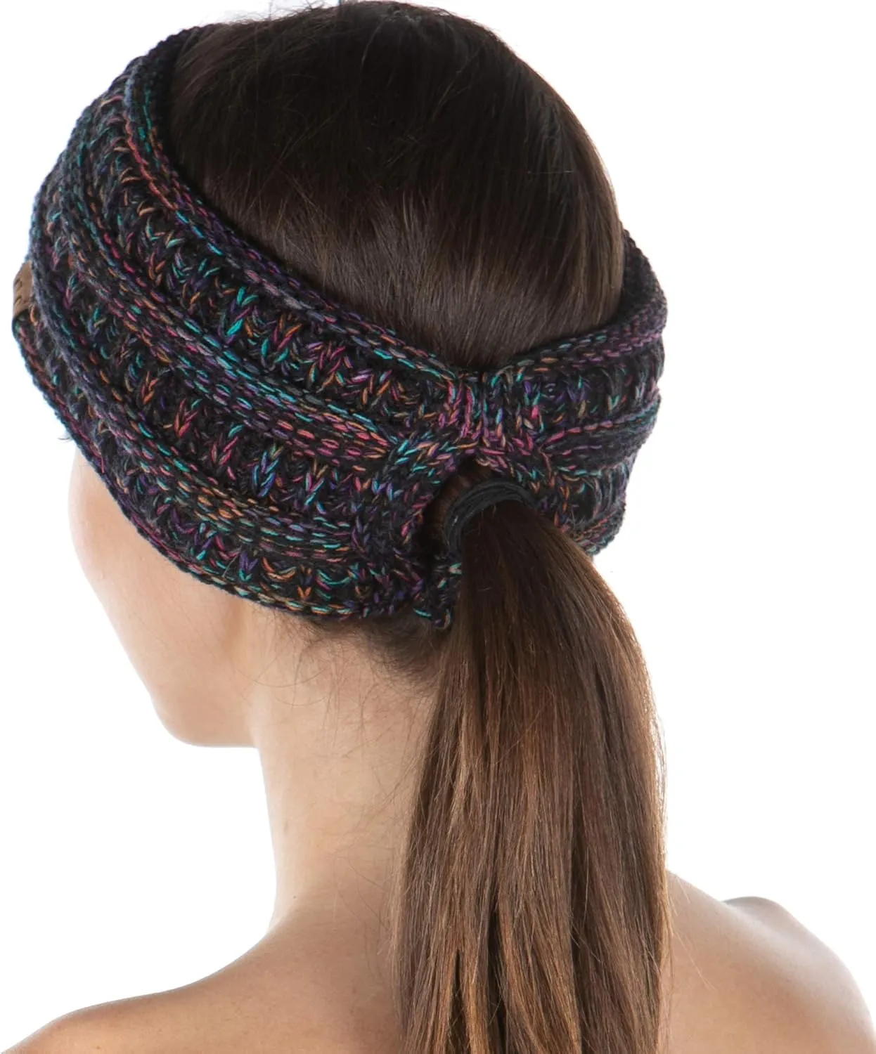 Funky Junque Women's Fleece Lined Cable Knit Headband - Messy Bun Ear Warmer - Solid, Confetti, 4 Tone, Value Packs