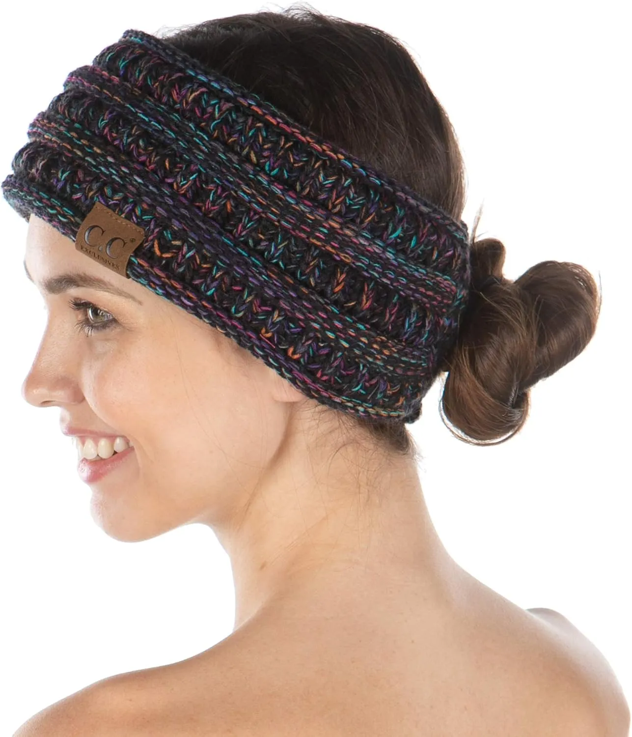 Funky Junque Women's Fleece Lined Cable Knit Headband - Messy Bun Ear Warmer - Solid, Confetti, 4 Tone, Value Packs