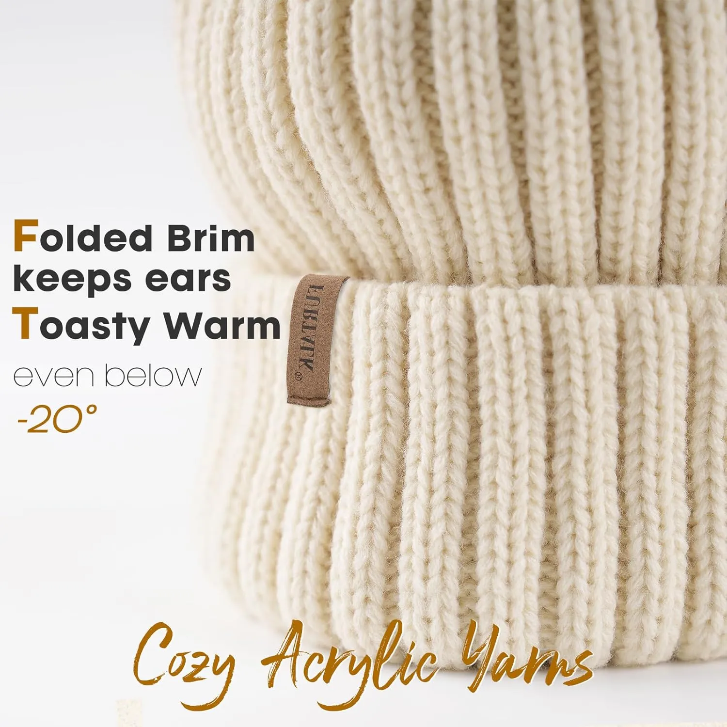 FURTALK Womens Winter Knitted Beanie Hat with Faux Fur Pom Warm Knit Skull Cap Beanie for Women